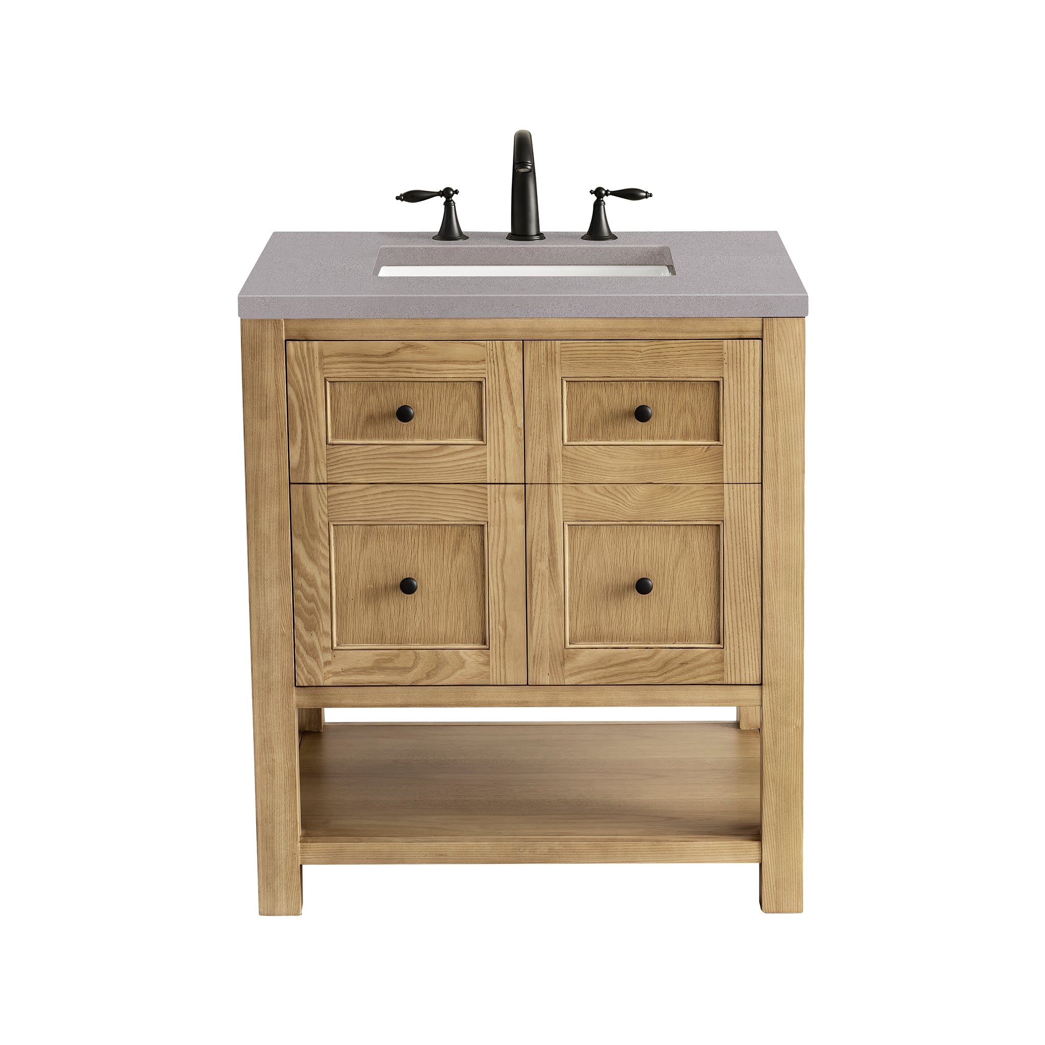 Breckenridge 30-Inch Single Bathroom Vanity in Light Natural Oak with 3CM Grey Expo Top - Perfect for Modern Home Bathroom Remodeling