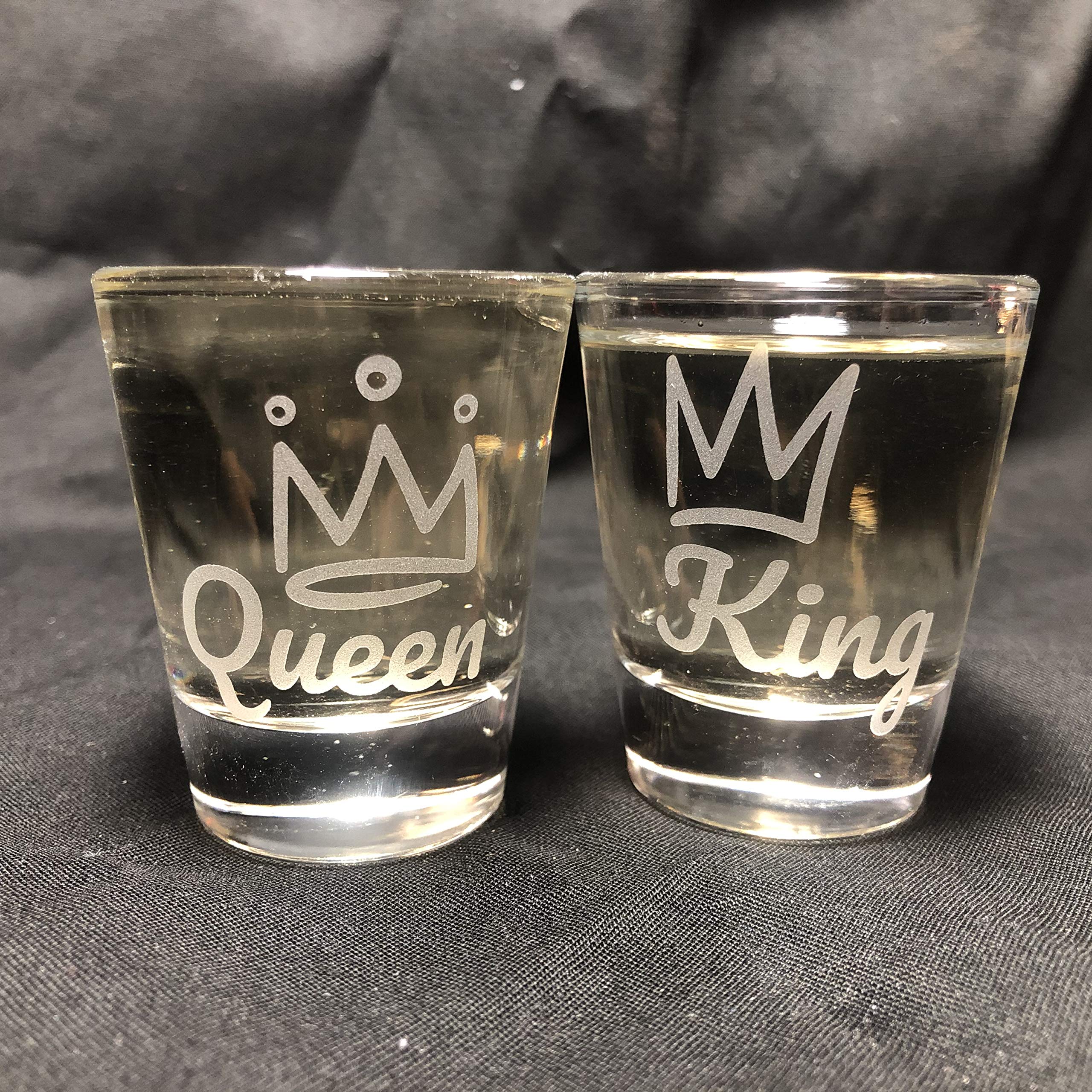 His & Hers Shot Glasses Set - 1.5oz King Queen Wedding Gifts for Couples