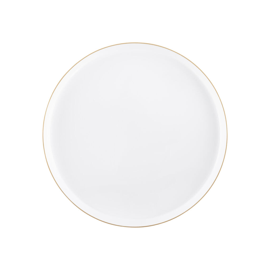20-Piece White and Gold Round Plastic Dinnerware Set for 10 Guests - Elegant Disposable Plates, Bowls, Cups & Cutlery - Perfect for Weddings, Parties, Catering & Outdoor Events