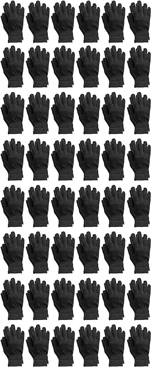 48 Pack Thermal Winter Gloves for Men & Women - Warm, Stretchy Bulk Wholesale Gloves - Perfect for Outdoor Activities, Skiing, Snowboarding & Cold Weather Protection