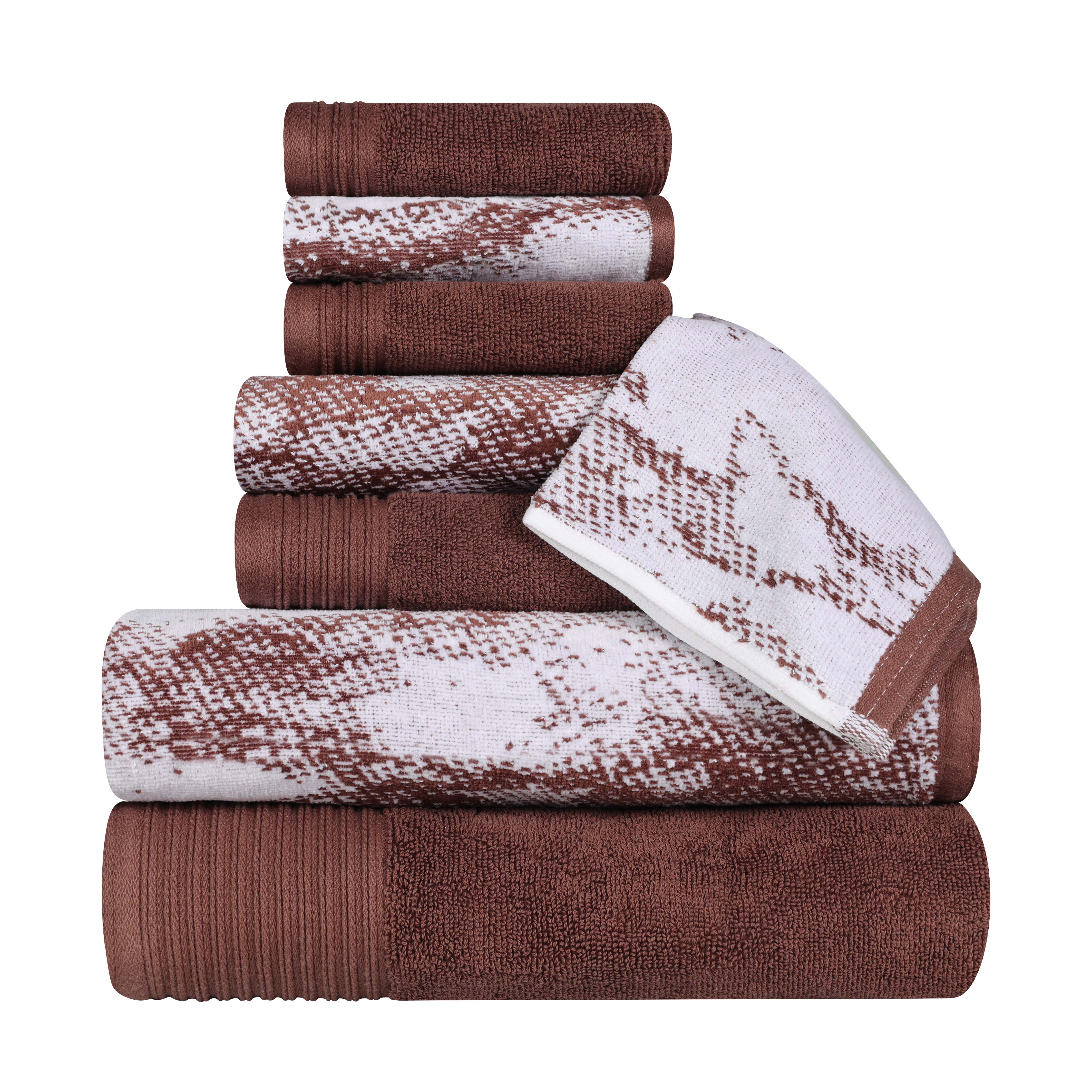 Premium 8-Piece Cotton Quick-Drying Towel Set - Solid & Marble Patterns for Bath, Beach, Gym, and Spa | Ultra Absorbent & Soft Bath Towels for Home & Travel