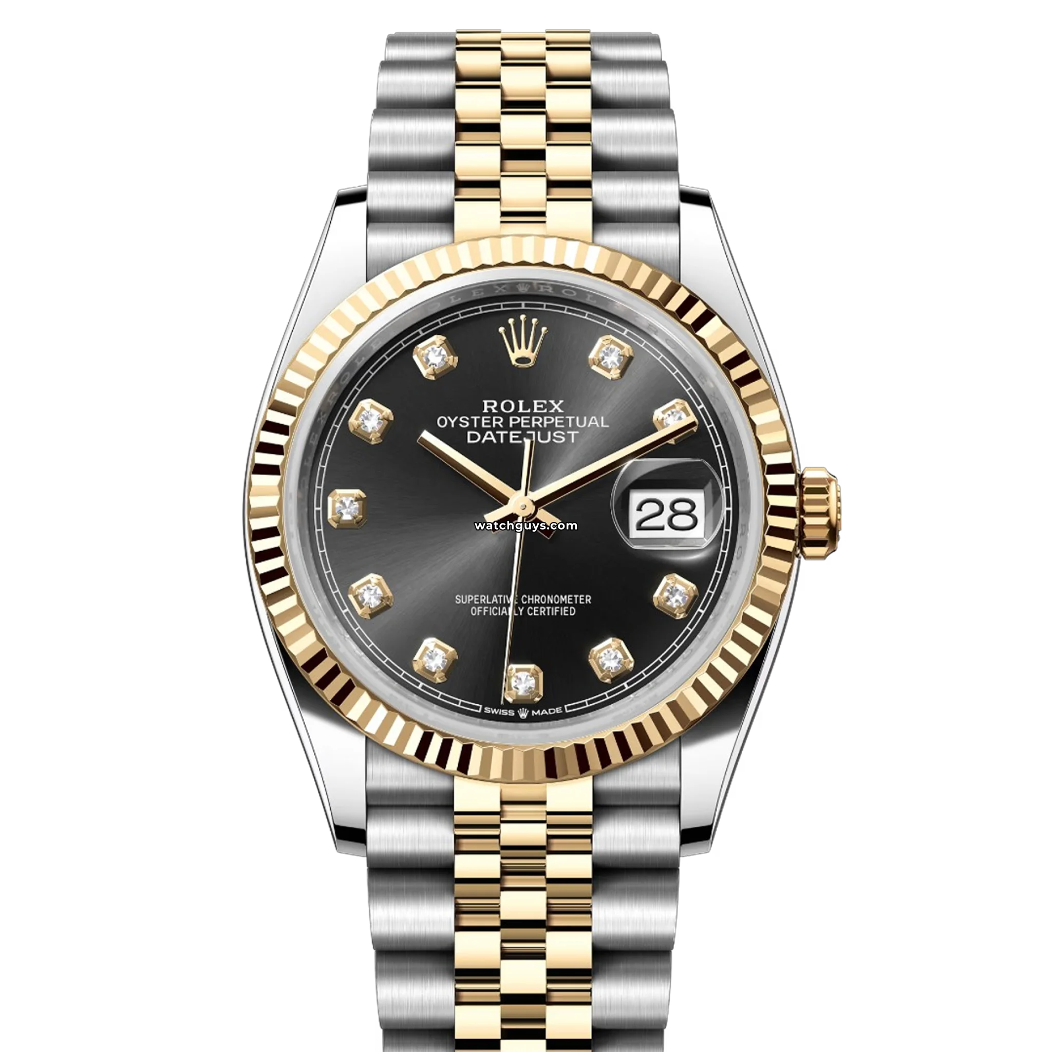 Rolex Datejust 126233 Men's Watch - 36mm Stainless Steel & Gold, Black Diamond Dial - Luxury Dress Watch for Business & Formal Occasions