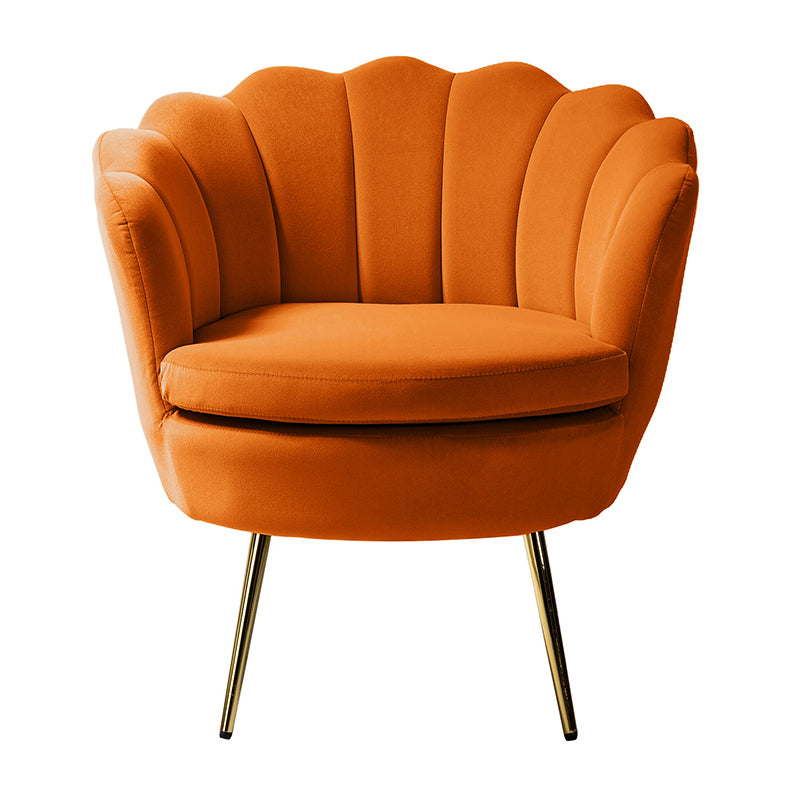 Evelia Velvet Scalloped Barrel Chair - Luxurious Velvet Accent Chair with Curved Back for Living Room, Bedroom & Office - Perfect for Reading Nook, Lounge Area or Home Decor