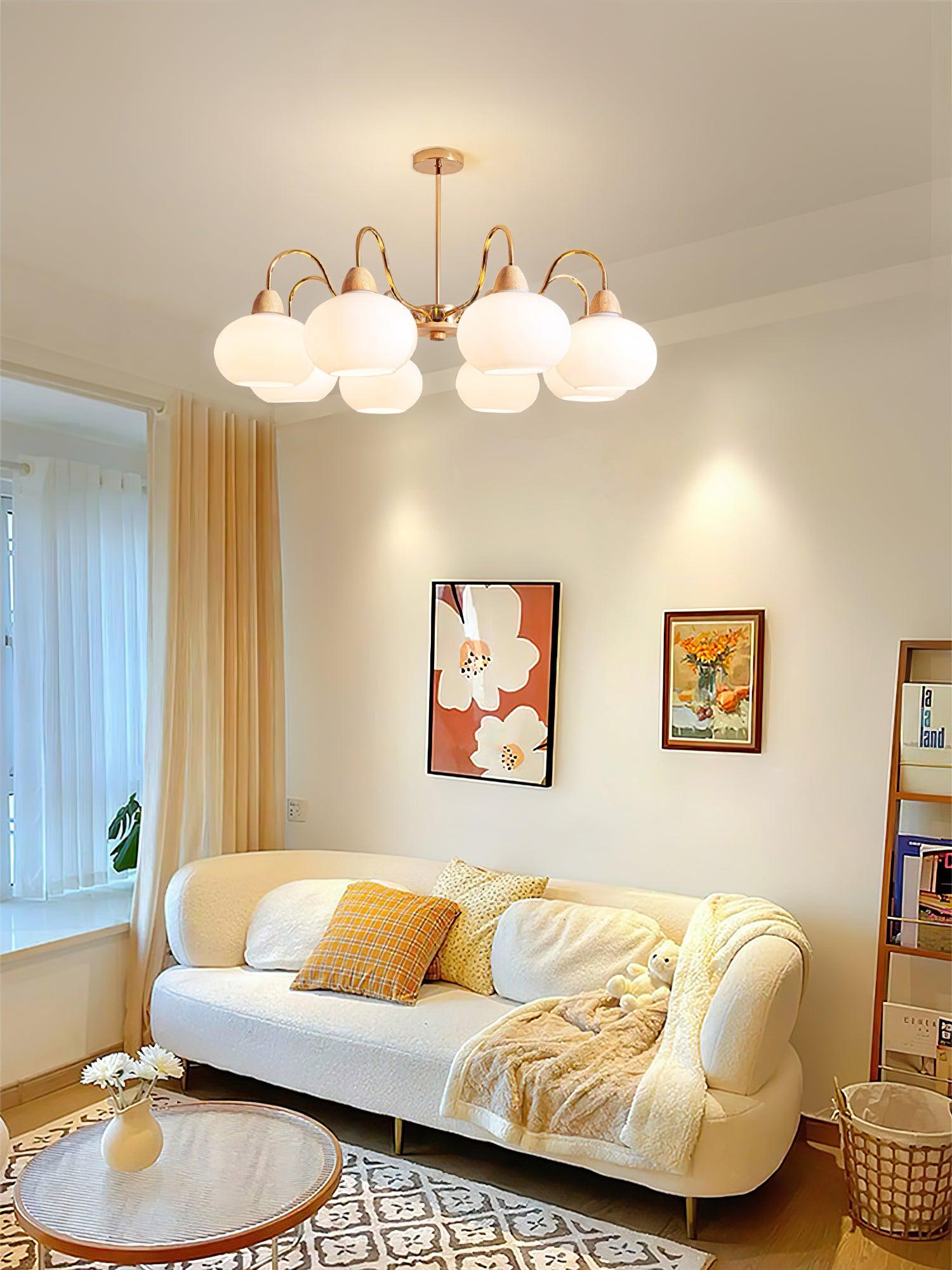 Elegant Glass Persimmon Chandelier - Modern Crystal Ceiling Light Fixture for Dining Room, Living Room & Bedroom Decor
