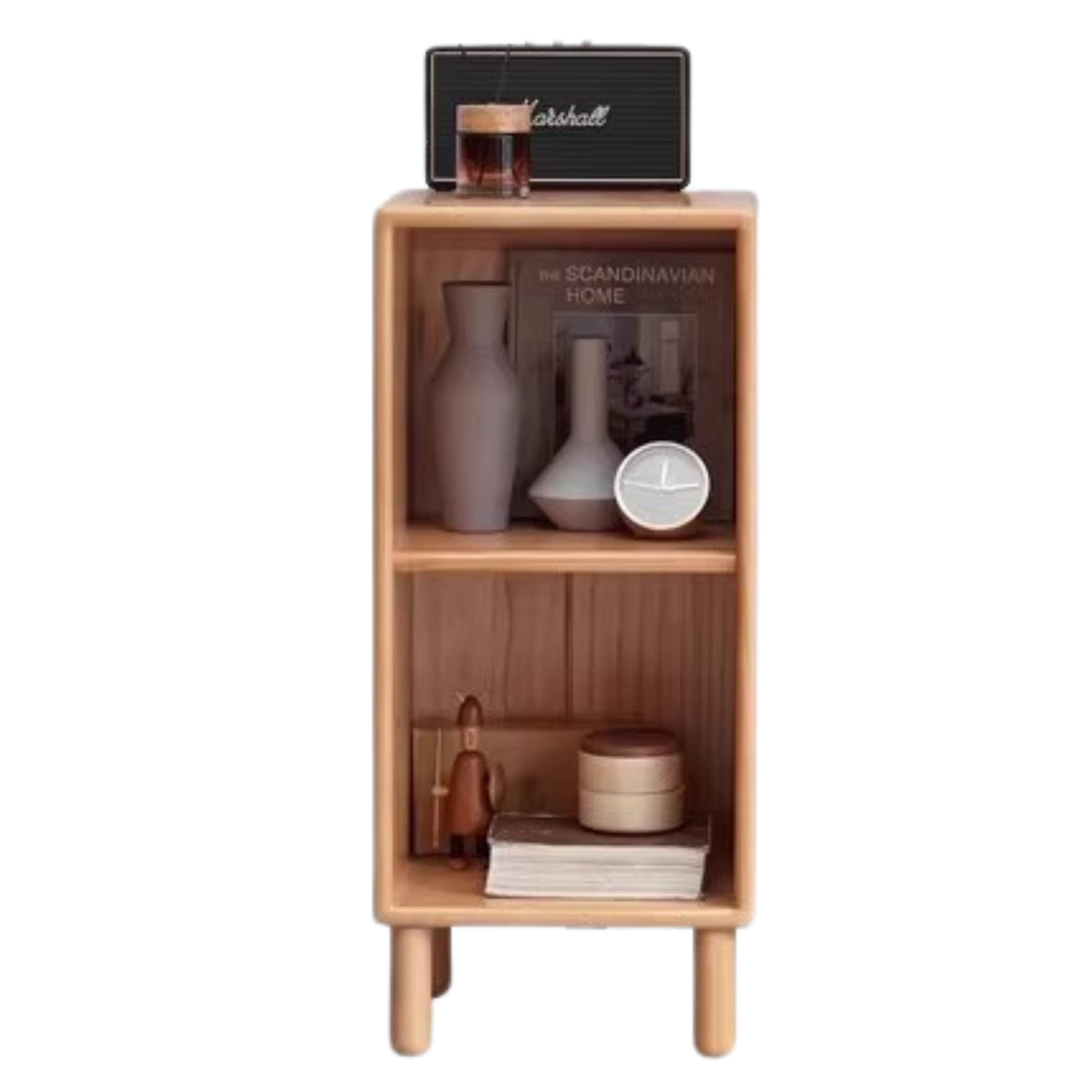 13.8x13.8x31.1 inch / 35.6x35x79.4cm / Natural wood color / bookshelf