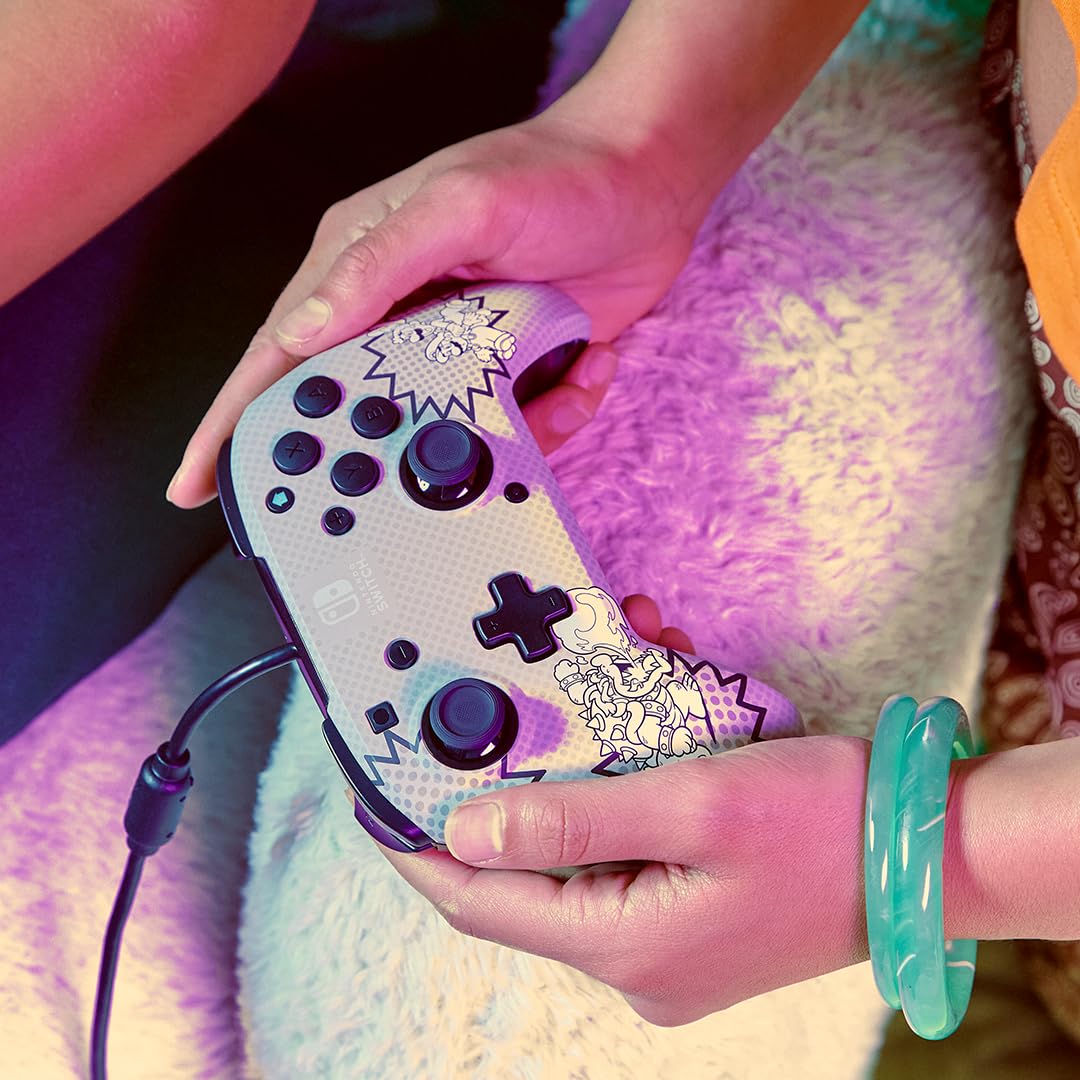 PDP REMATCH: Comic Attack Noir, Grey, White USB Game Controller Analog/Digital for Nintendo Switch & OLED - Perfect for Multiplayer Gaming & Long Play Sessions