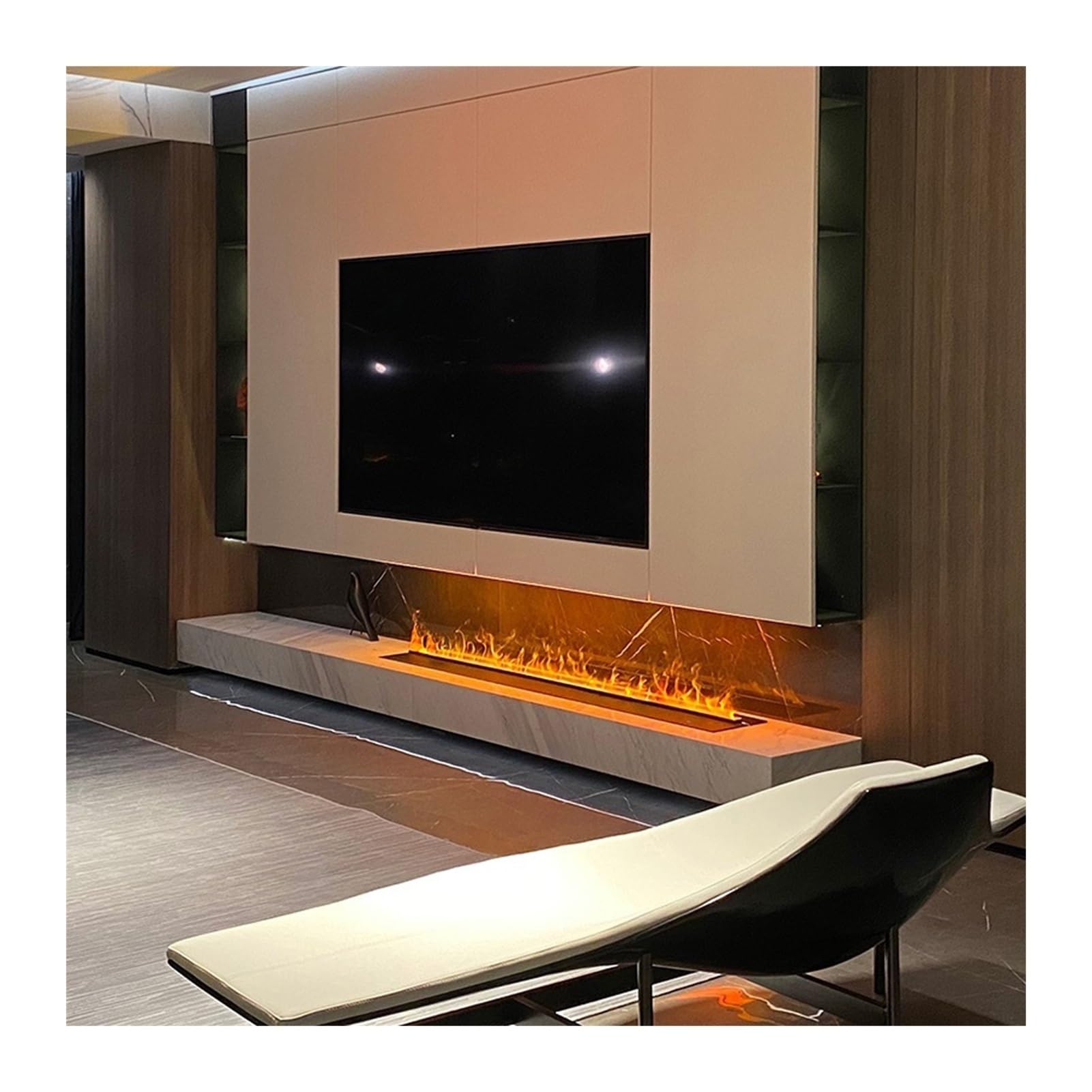 3D Electric Fireplace with Remote - Realistic Water Vapor Flame Effect for Home & Hotel - Black Modern Fake Fireplace for Living Room, Bedroom & Office Decoration