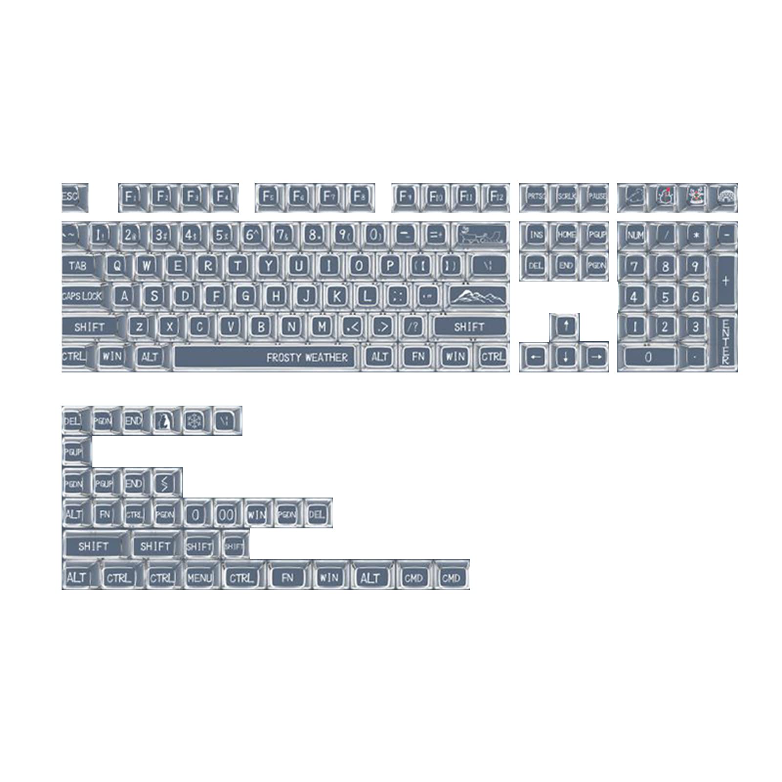 EPOMAKER Coolkilller Polar Bear 142 Keycap Set - Transparent SA Profile for Gaming Keyboard | Perfect for Mechanical Keyboards & Custom Builds