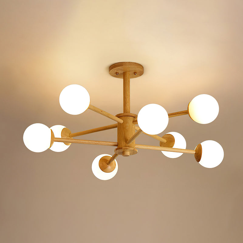 Modern Wooden Molecular Ceiling Light Fixture - Handcrafted Geometric Pendant Lamp for Living Room, Bedroom & Dining Room - Eco-Friendly Home Decor Lighting