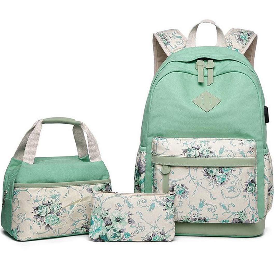 3PCS Oxford USB Laptop Backpack Set with Lunch Bag & Pencil Case - Waterproof School Backpack for Teens, Boys & Girls - Perfect for College, Travel & Daily Use