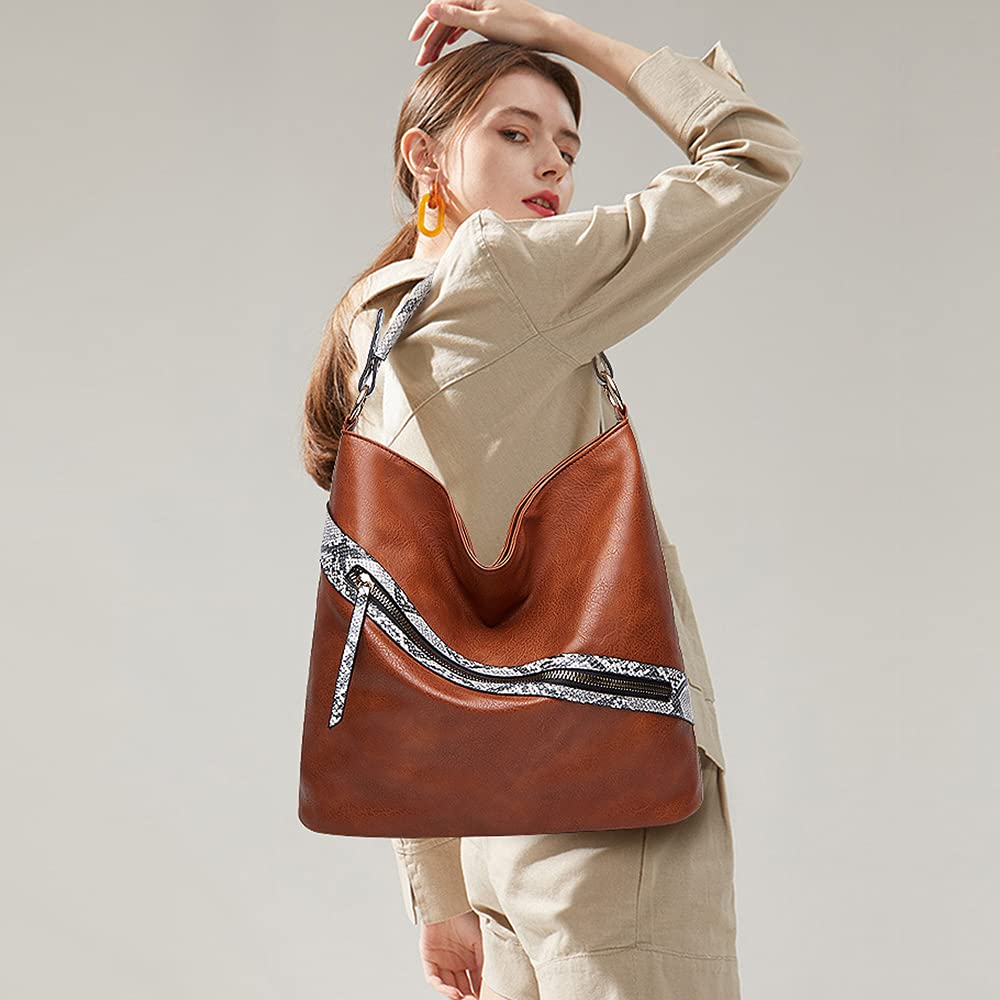 Stylish Women's PU Leather Shoulder Bag with Snake Print - Fashionable Tote & Underarm Handbag for Work, Travel & Everyday Use