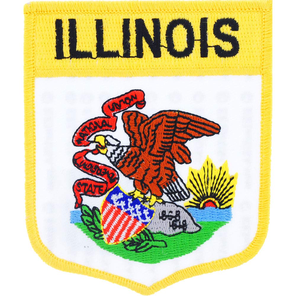 Illinois State Flag Shield Embroidered Iron-On Patch - Official Design for Hats, Jackets & Bags - Perfect for DIY Crafts, Gifts & Patriotic Events