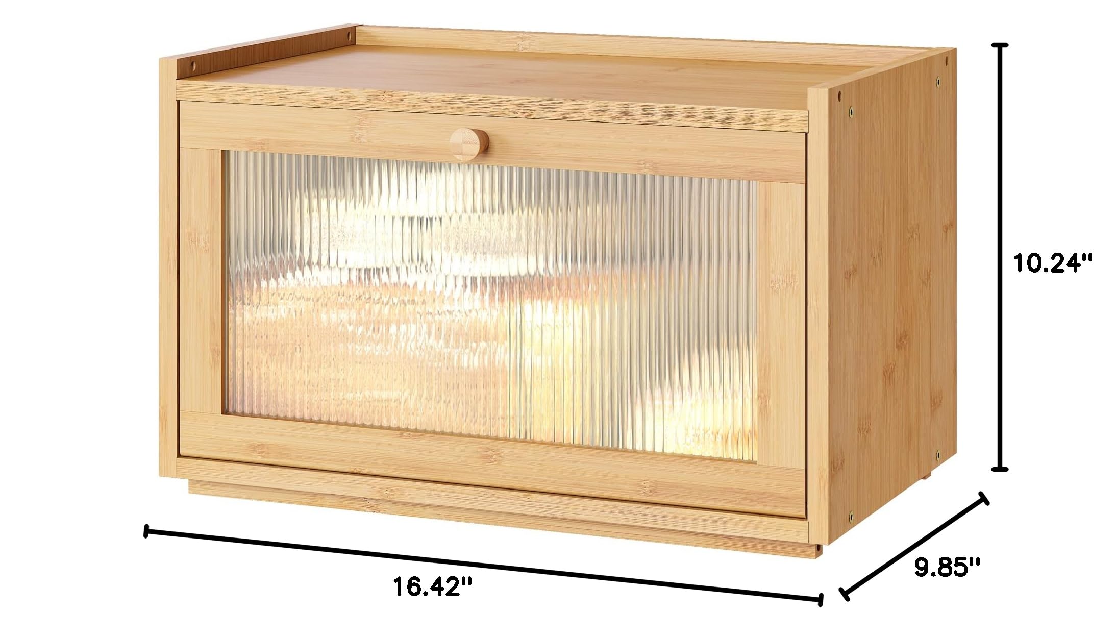 Large Bamboo Bread Box for Kitchen Counter - Farmhouse Style Bread Storage Container with Wavy Acrylic Transparent Door | Perfect for Storing Bread, Pastries & Baked Goods in Your Home Kitchen