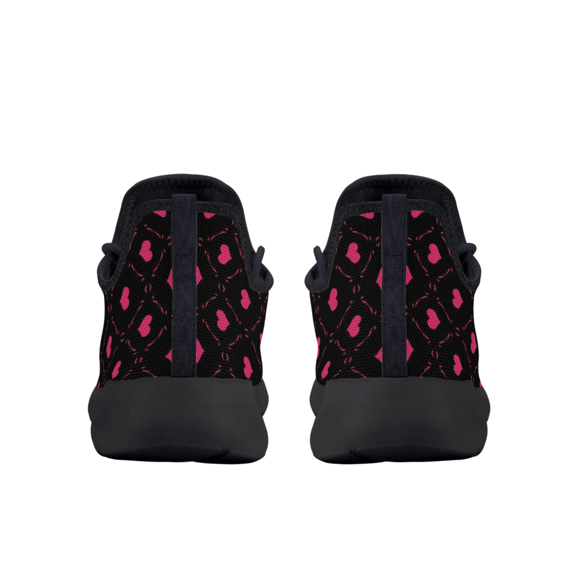 **Pink Hearts Lightweight Mesh Sneakers for Women - Breathable Comfortable Casual Shoes - Perfect for Walking, Running, and Everyday Wear**