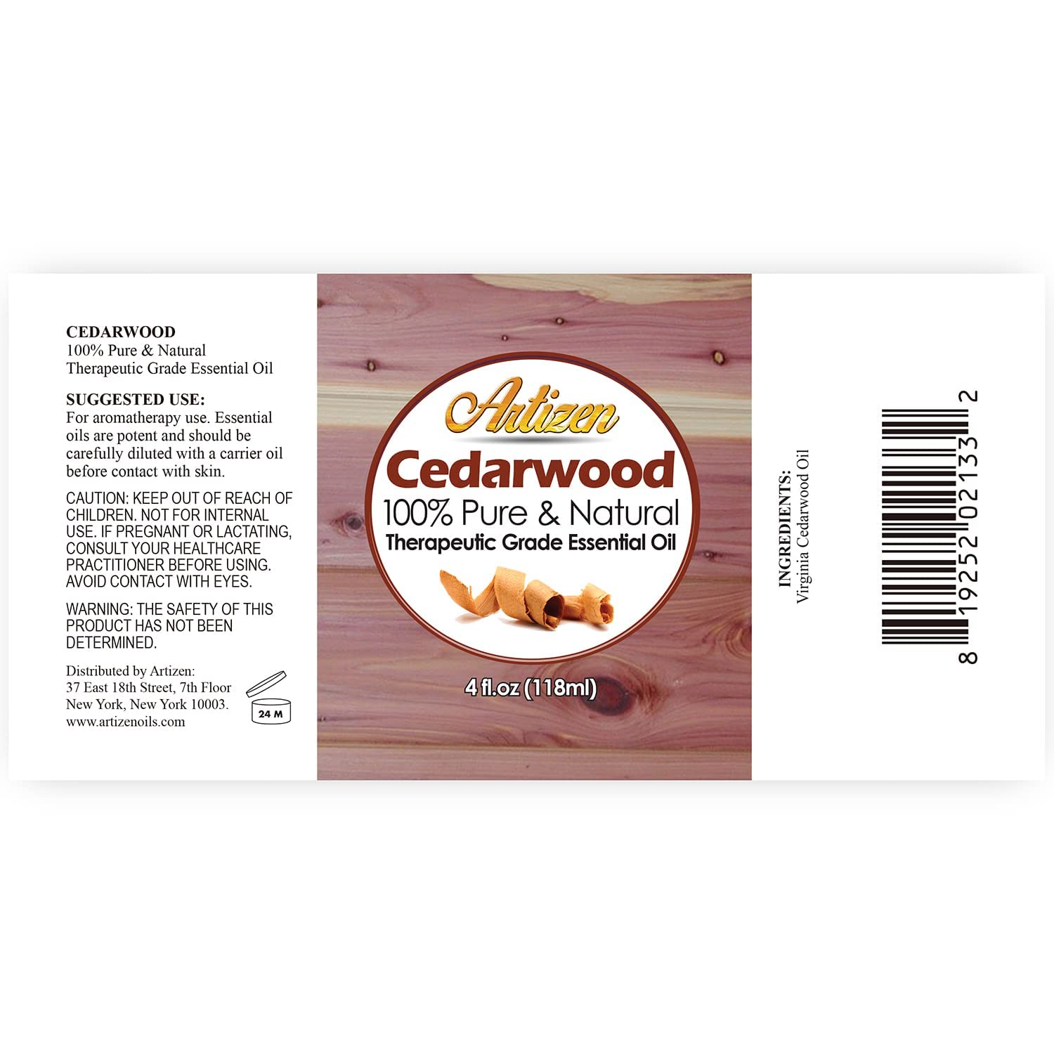 Artizen 4oz Cedarwood Essential Oil - 100% Pure Therapeutic Grade Aromatherapy Oil for Diffuser, Massage & Relaxation - 4 Fluid Ounces (118ml) - Perfect for Stress Relief, Sleep Aid & DIY Skincare