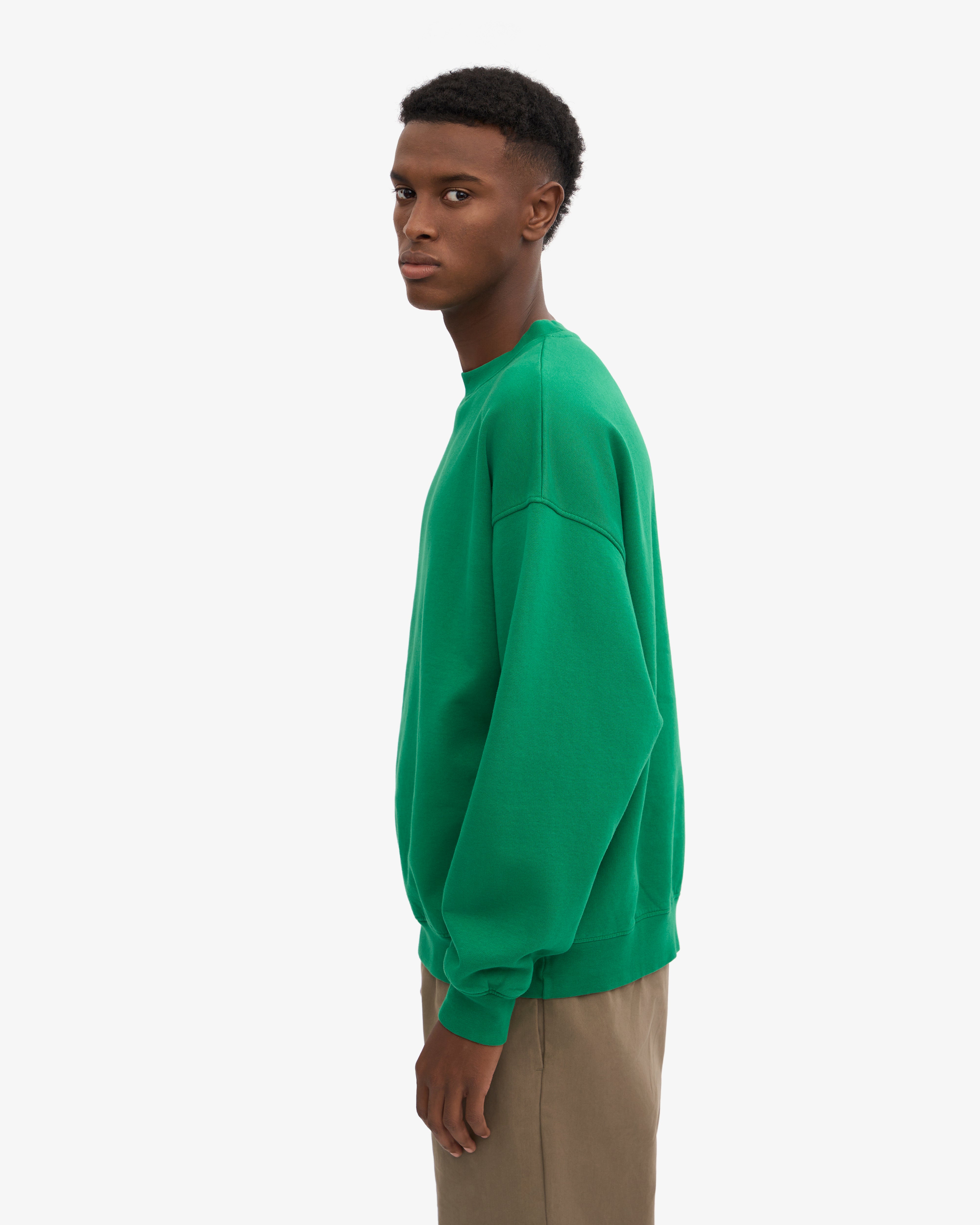 Organic Oversized Crewneck Sweatshirt - Kelly Green | Soft & Comfortable Unisex Pullover for Casual Wear & Loungewear
