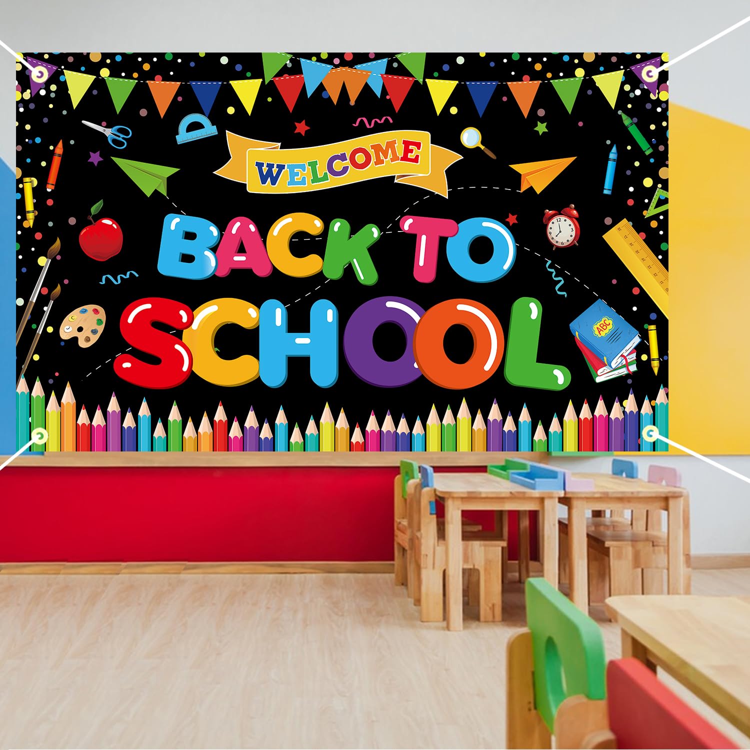 Back to School Decorations - Welcome Back to School Banner & Kindergarten Classroom Supplies | Large Size Backdrop Poster for Classroom Door, Bulletin Board & First Day of School Decor
