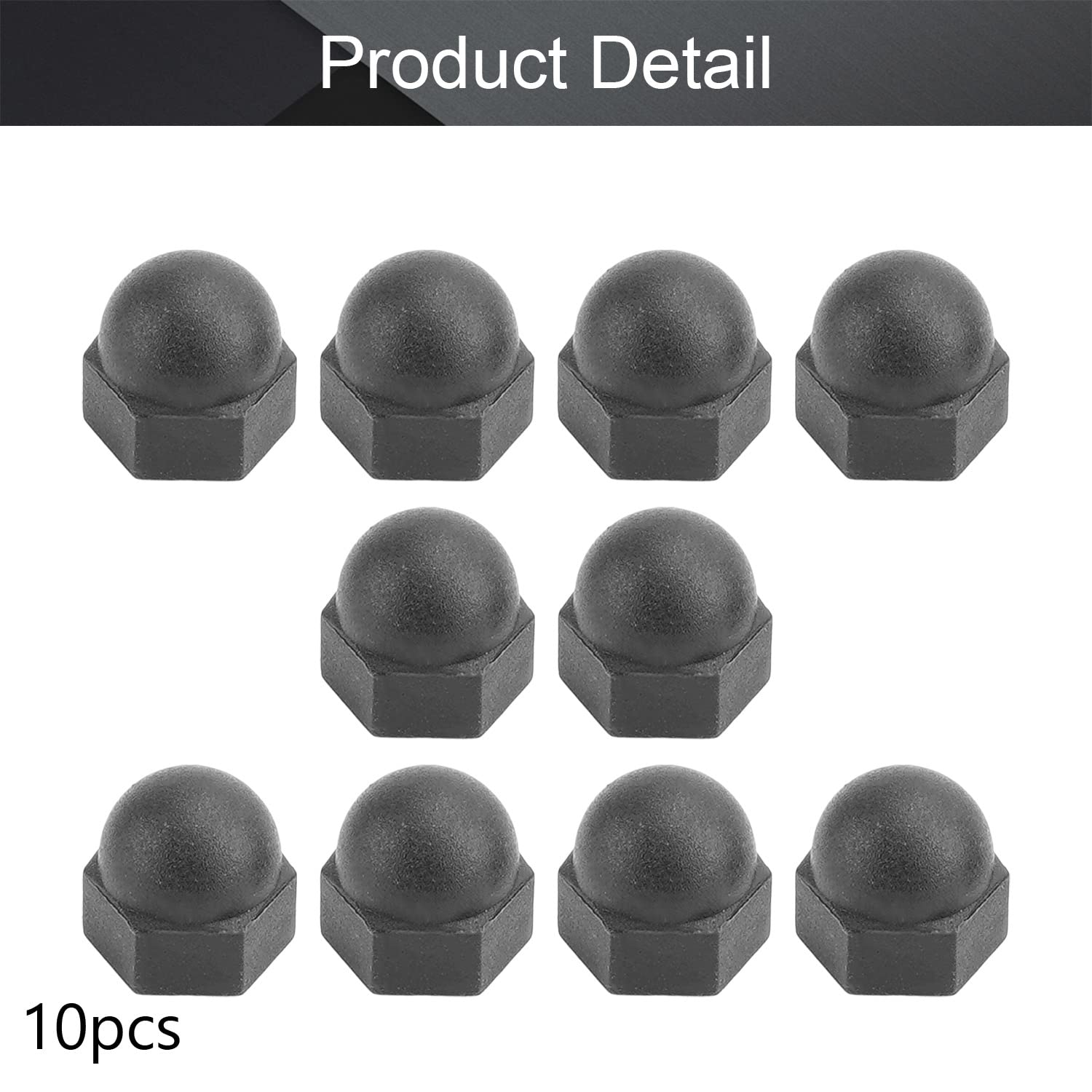 MroMax M5 Nylon Hex Cap Nuts - Black (10Pcs) for Furniture & DIY Projects