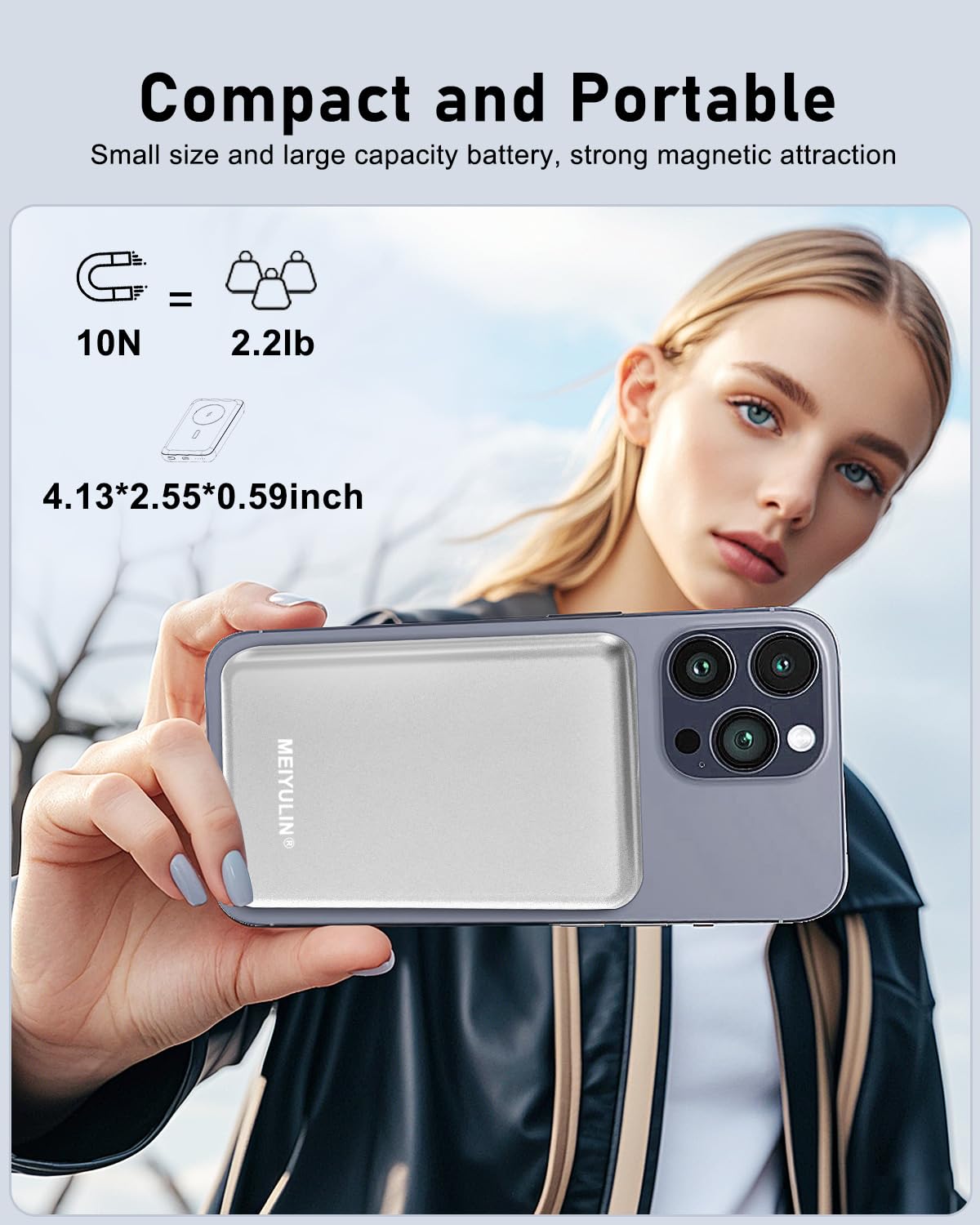 Magnetic Power Bank 10,000mAh - Wireless Portable Charger for iPhone 16 Pro Max/16 Pro/16/15/14/13/12 Series | Magsafe Compatible Battery Pack | Perfect for Travel, Work & Outdoor Activities
