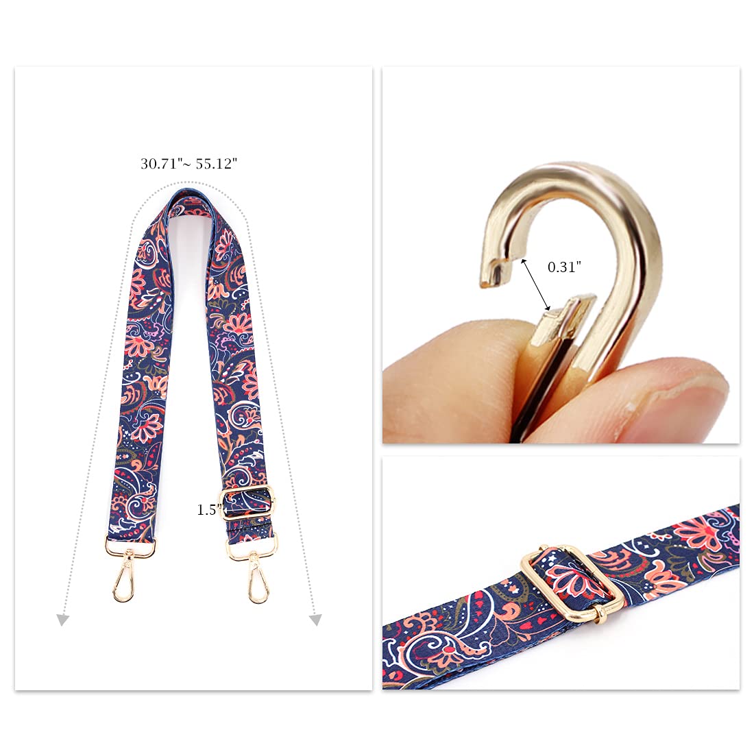 TANOSII Adjustable Wide Purse Strap - Replacement Crossbody Shoulder Strap for Handbags & Purses - Perfect for Everyday Use, Travel & Shopping