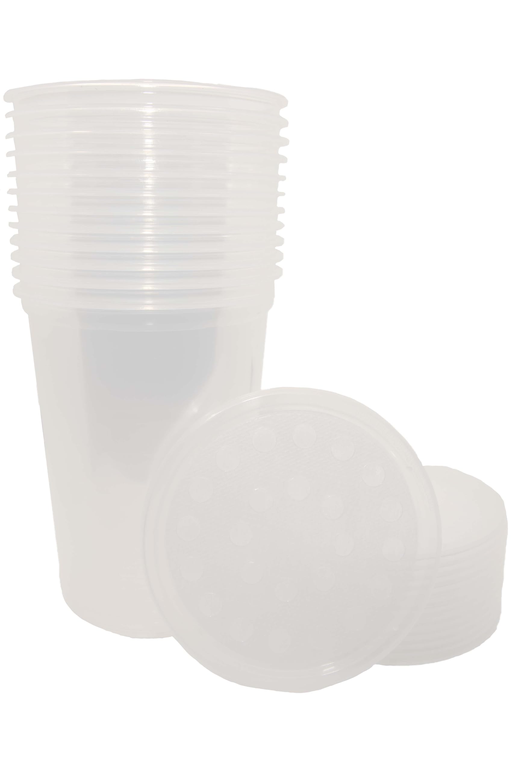Finn's Frog Farm 32 oz Clear Fruit Fly Culture Cups with Fabric Vented Lids - 12 Pack for Culturing Feeder Insects, Bugs & Reptile Food | Perfect for Frog Owners, Pet Feeders & Science Labs