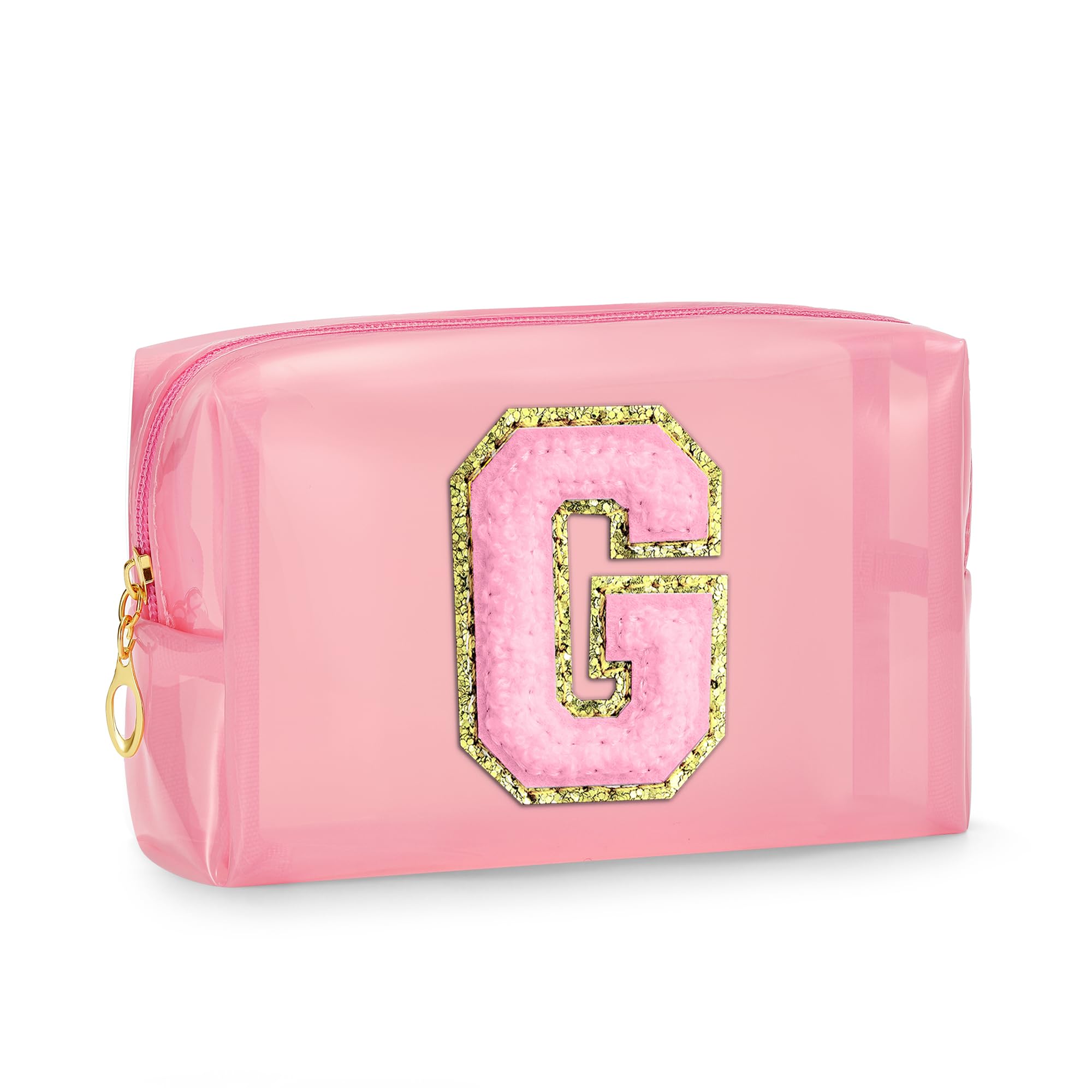 Personalized Initial Cosmetic Bag - Cute Pink Makeup Pouch for Women, Best Friend Birthday Gift, Bridesmaid Present, Travel Toiletry Organizer for Everyday Use and Special Occasions
