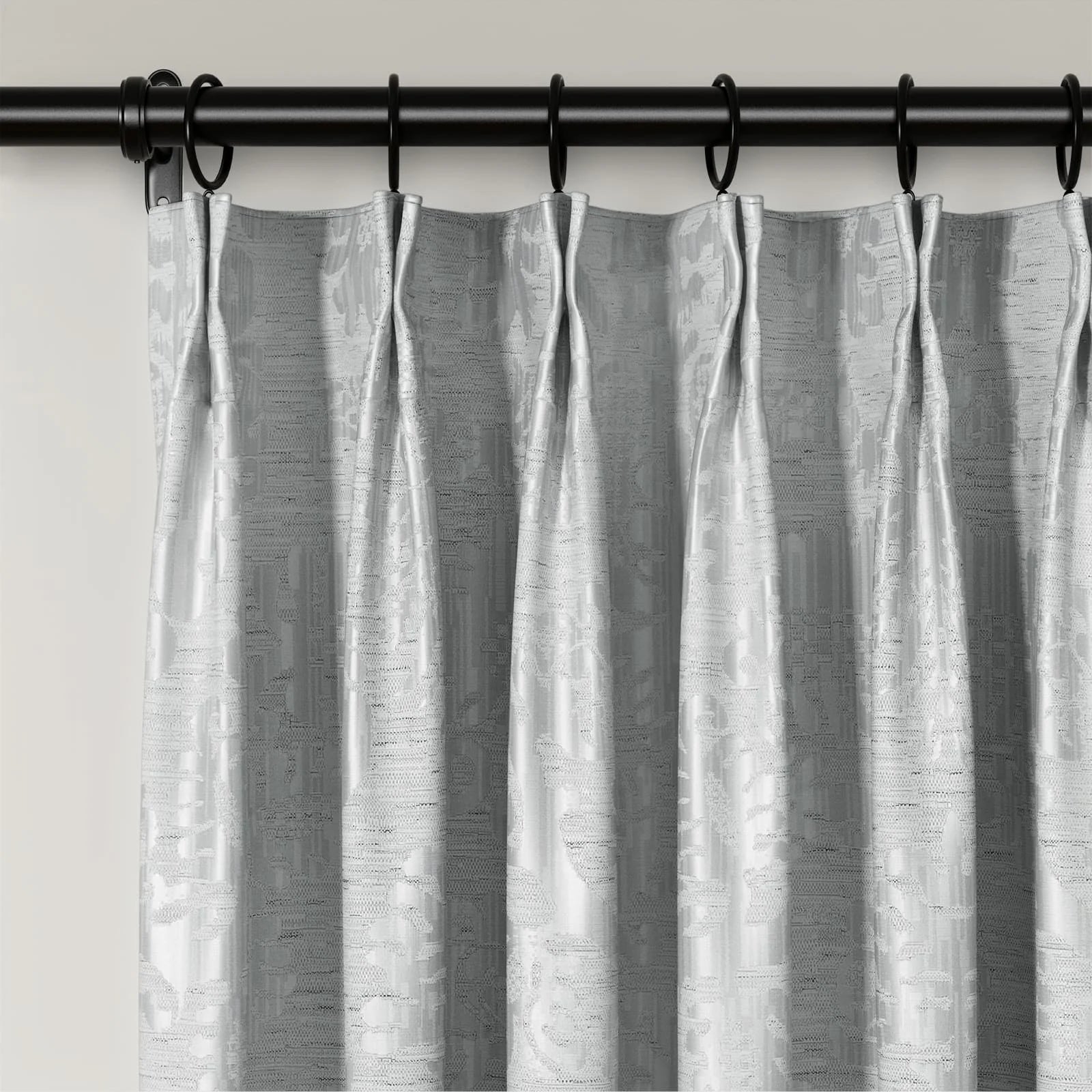 Lydia Vine Jacquard Pleated Curtains - Elegant Floral Pattern for Living Room, Bedroom & Dining Room Decor - Light Filtering & Privacy Sheer Window Treatments