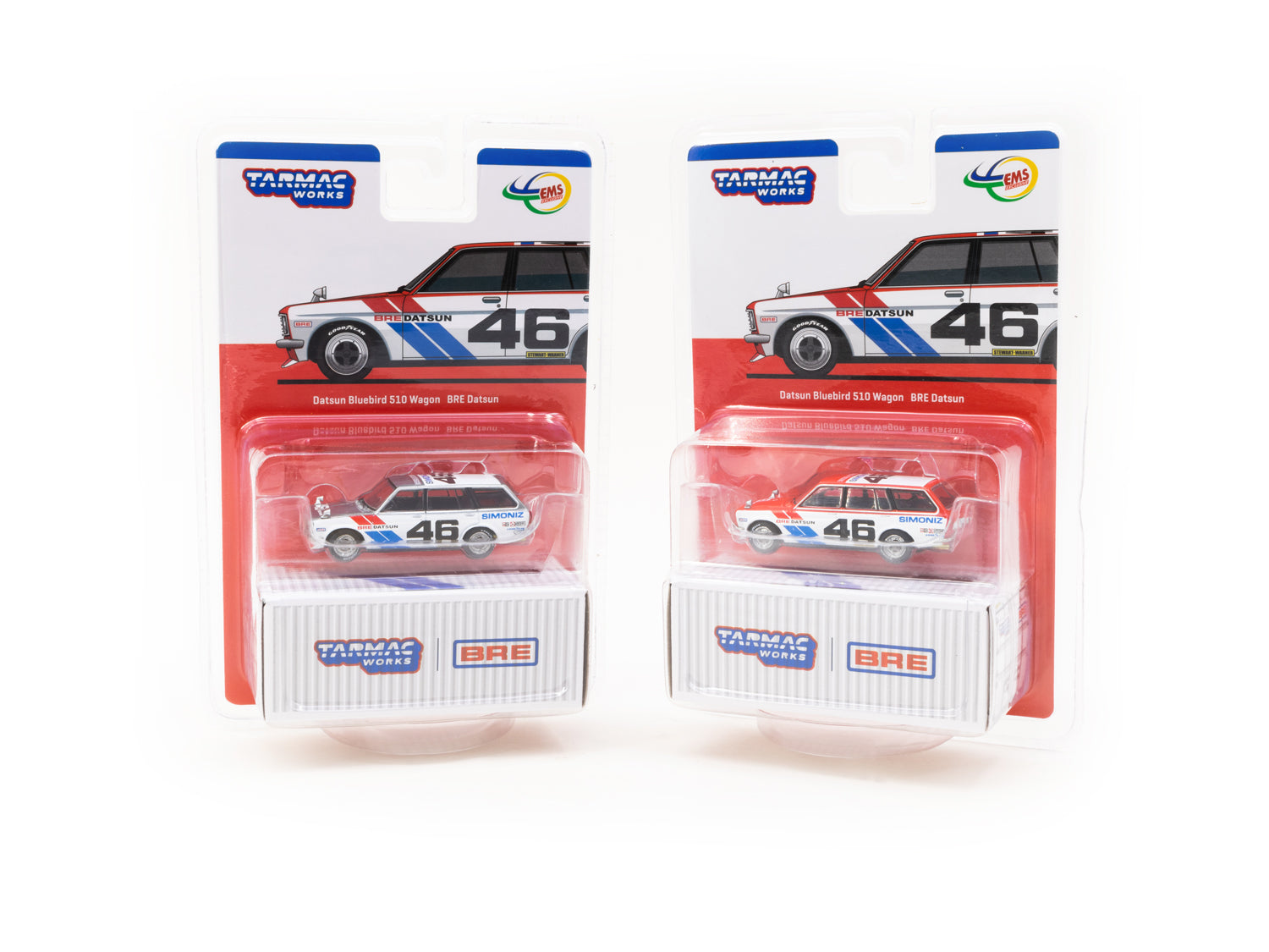 Tarmac Works 1/64 Scale Datsun Bluebird 510 Wagon BRE EMS Special Edition Diecast Model Car - Collectible Miniature Vehicle for Display & Racing Scenes