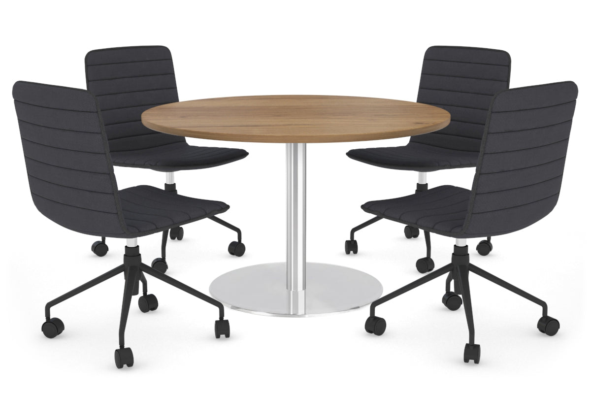 Premium Round Meeting Table with Sapphire Disc Base - 39.4 Inch Diameter - Ideal for Conference Rooms, Offices & Collaborative Workspaces