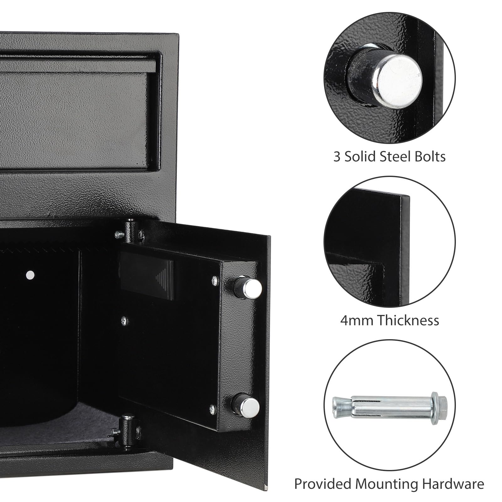 Digital Depository Safe Box - Electronic Steel Safe with Keypad & Emergency Keys | Secure Locking Drop Box for Cash, Jewelry & Valuables | Ideal for Home, Office & Retail Security