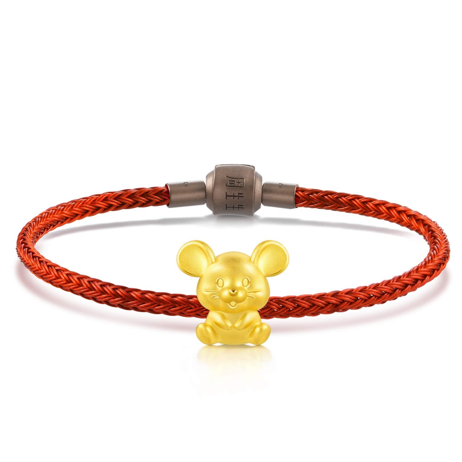 Chow Sang Sang 999 24K Solid Gold Cute Mouse Charm Bracelet for Women - Elegant 24K Gold Jewelry Gift for Birthday, Anniversary & Valentine's Day - Perfect for Everyday Wear & Special Occasions