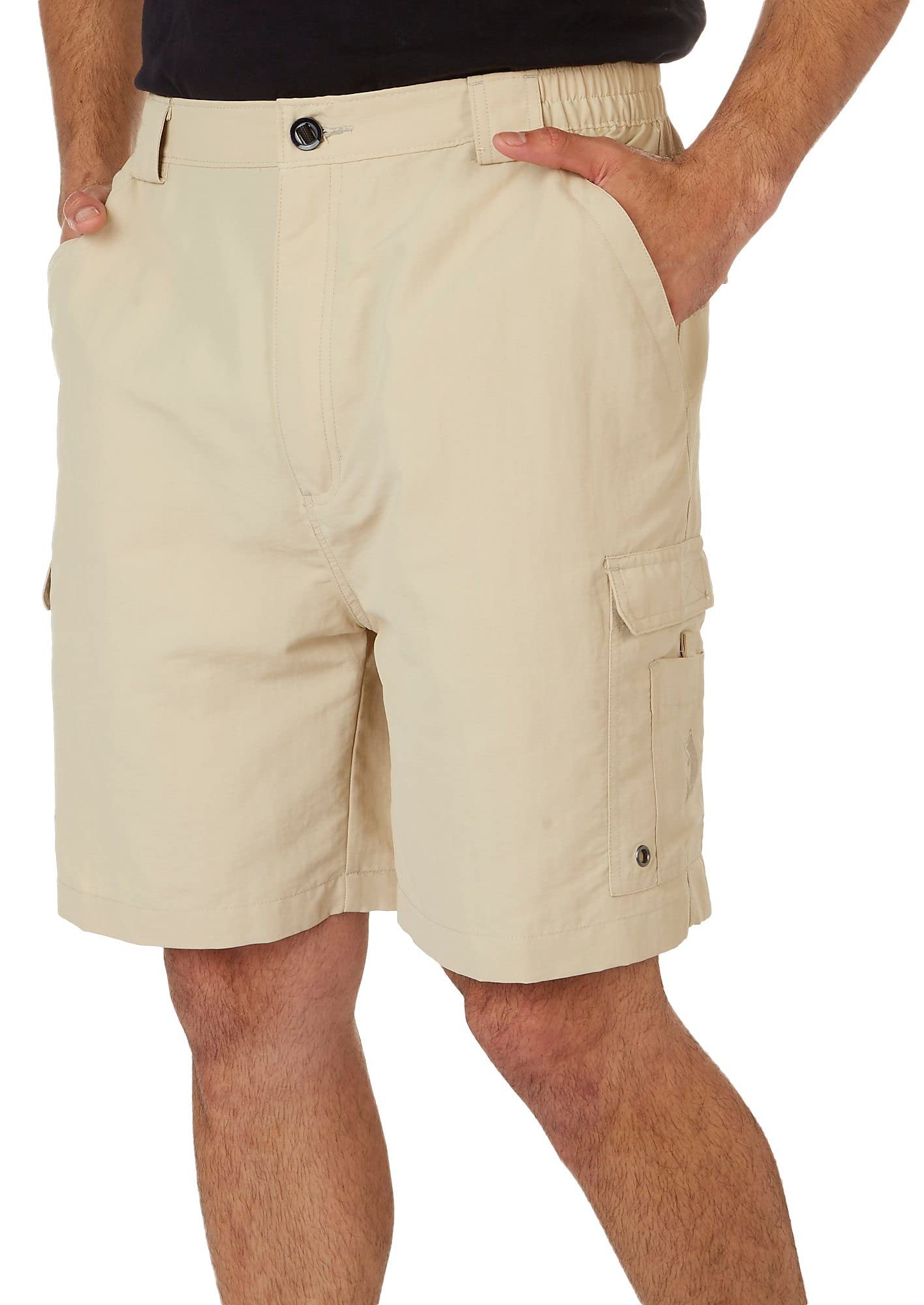 Reel Legends Men's UPF 50+ Quick-Dry Cargo Shorts for Fishing & Outdoor Activities - Solid Bonefish Color