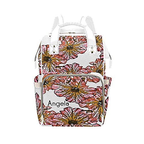 **Personalized Watercolor Floral Diaper Backpack - Custom Name Pink Nursing Bag for Moms, Baby Essentials Organizer - Perfect for Travel, Daycare & Everyday Use as a Thoughtful Gift for New Moms**