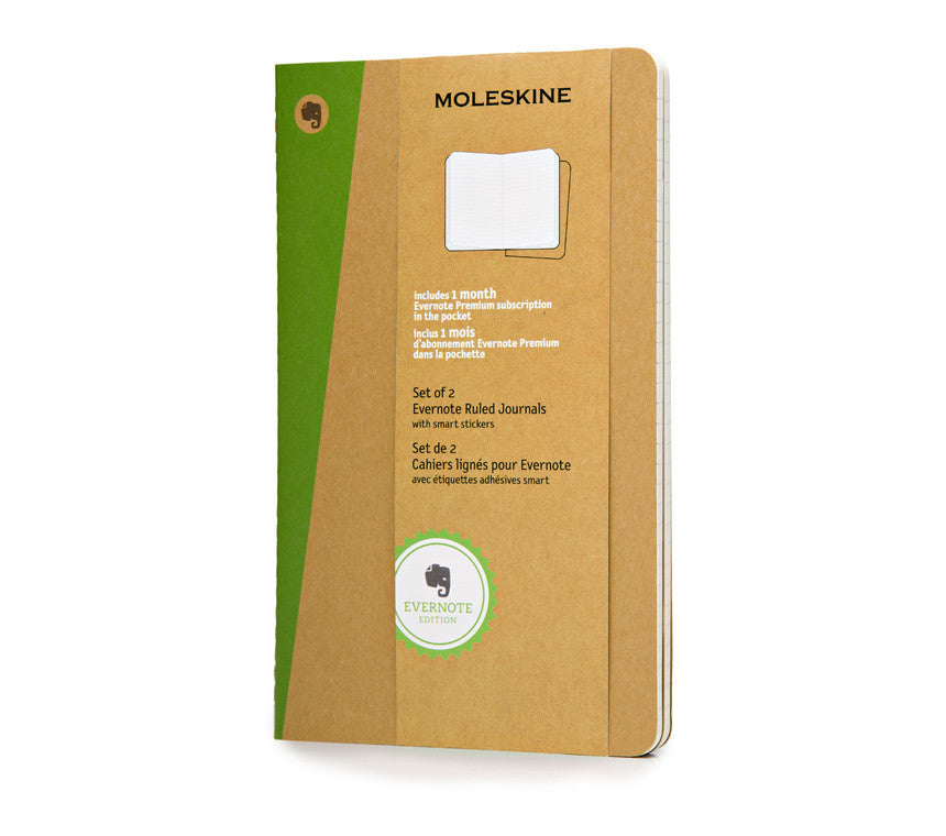 Moleskine Evernote Smart Notebook with Stickers - 2-Pack Journal Set for Note Taking, Planning & Creative Writing | Perfect for Work, School & Travel Organization