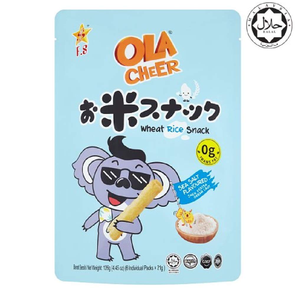 Ola Cheer Wheat Rice Snack 126g - Sea Salt Flavor (6 Pack) | Healthy Gluten-Free Crispy Snacks for Kids & Adults | Perfect for Lunch Boxes, Office Snacks & On-the-Go Energy Boost