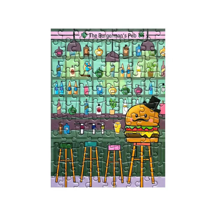 Burgerman's Pub Mini 99-Piece Jigsaw Puzzle for Adults & Kids - Fun Family Game Night Activity & Home Decor