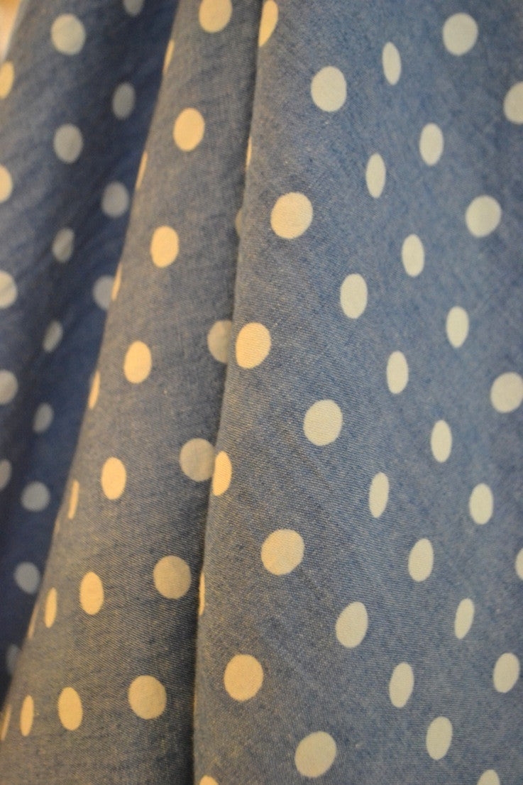 Stylish Chambray Dot Print Fabric - Large Size for DIY Sewing, Home Decor & Fashion Projects | Perfect for Curtains, Dresses & Crafting