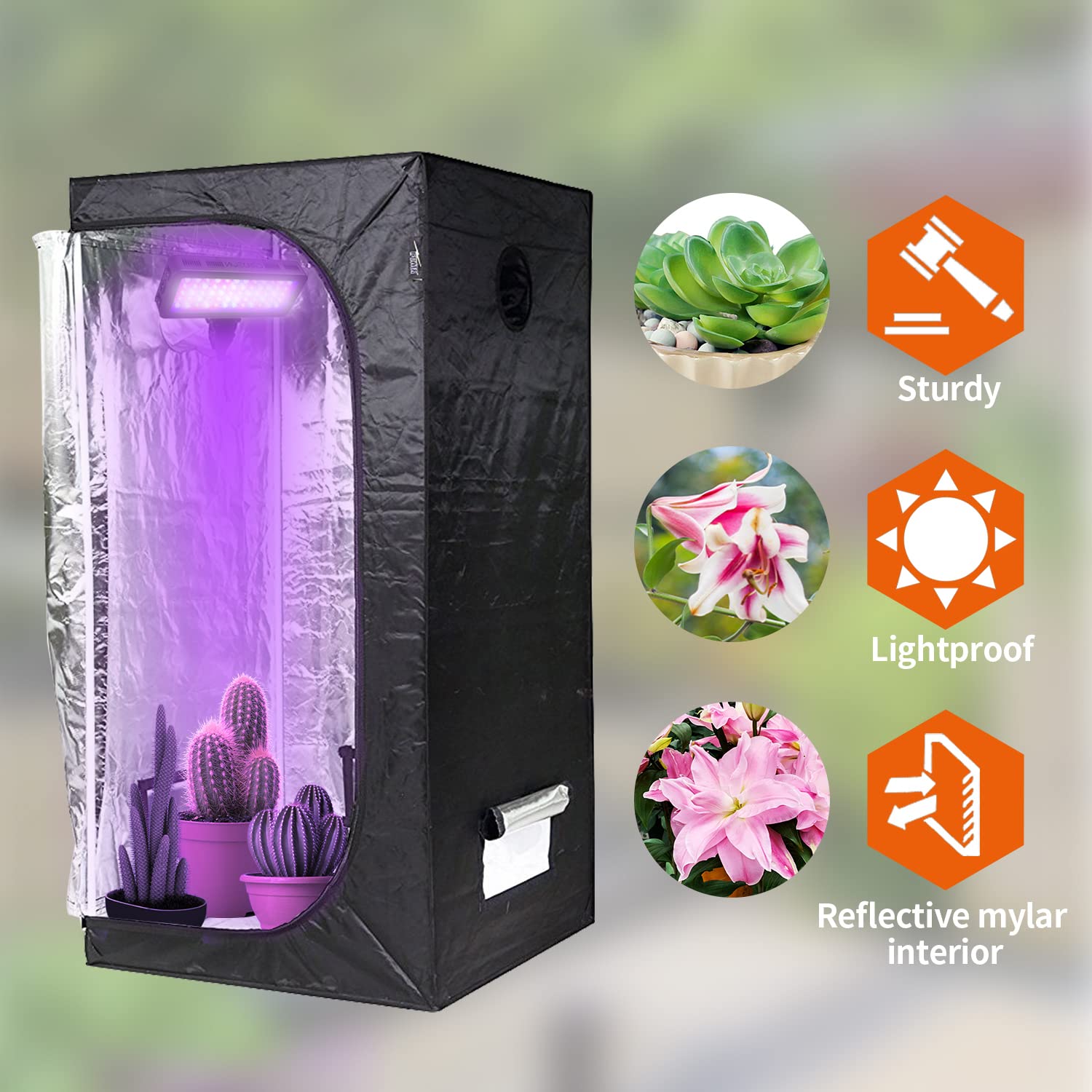 SunStream 5x5 Grow Tent Kit - 60x60x80 Inch Indoor Hydroponic System with Reflective Mylar, Waterproof Floor Tray & Observation Window - Perfect for Home Gardening, Seed Starting, and Indoor Plant Cultivation
