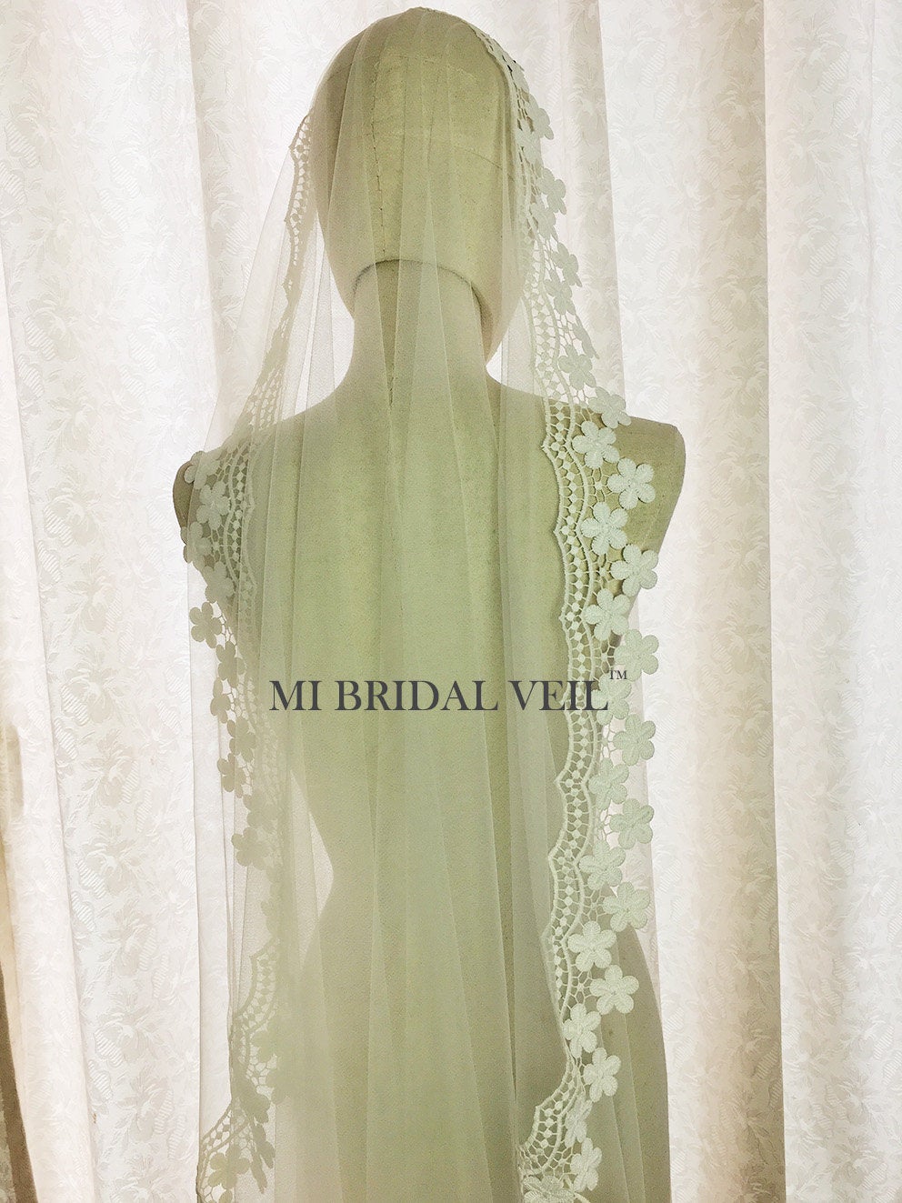 Boho Mantilla Venice Lace Wedding Veil with Tassel Trim - Elegant Bridal Veil for Boho, Beach & Vintage Weddings | Perfect for Brides, Photoshoots & Special Occasions