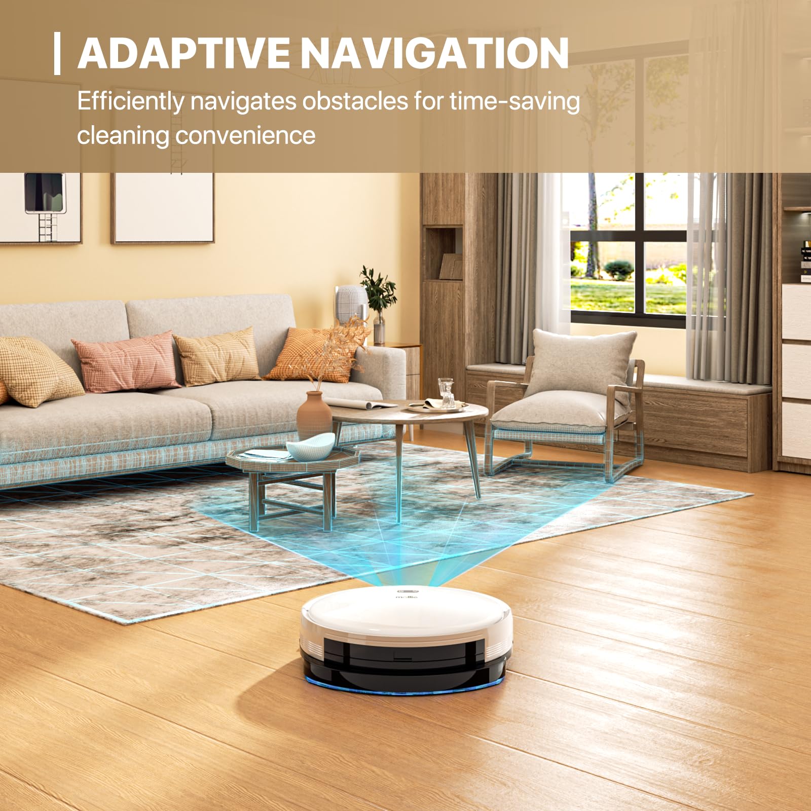 Mollie Wi-Fi Robot Vacuum & Mop, 2800Pa, Self-Charging - for Hard Floors & Carpets