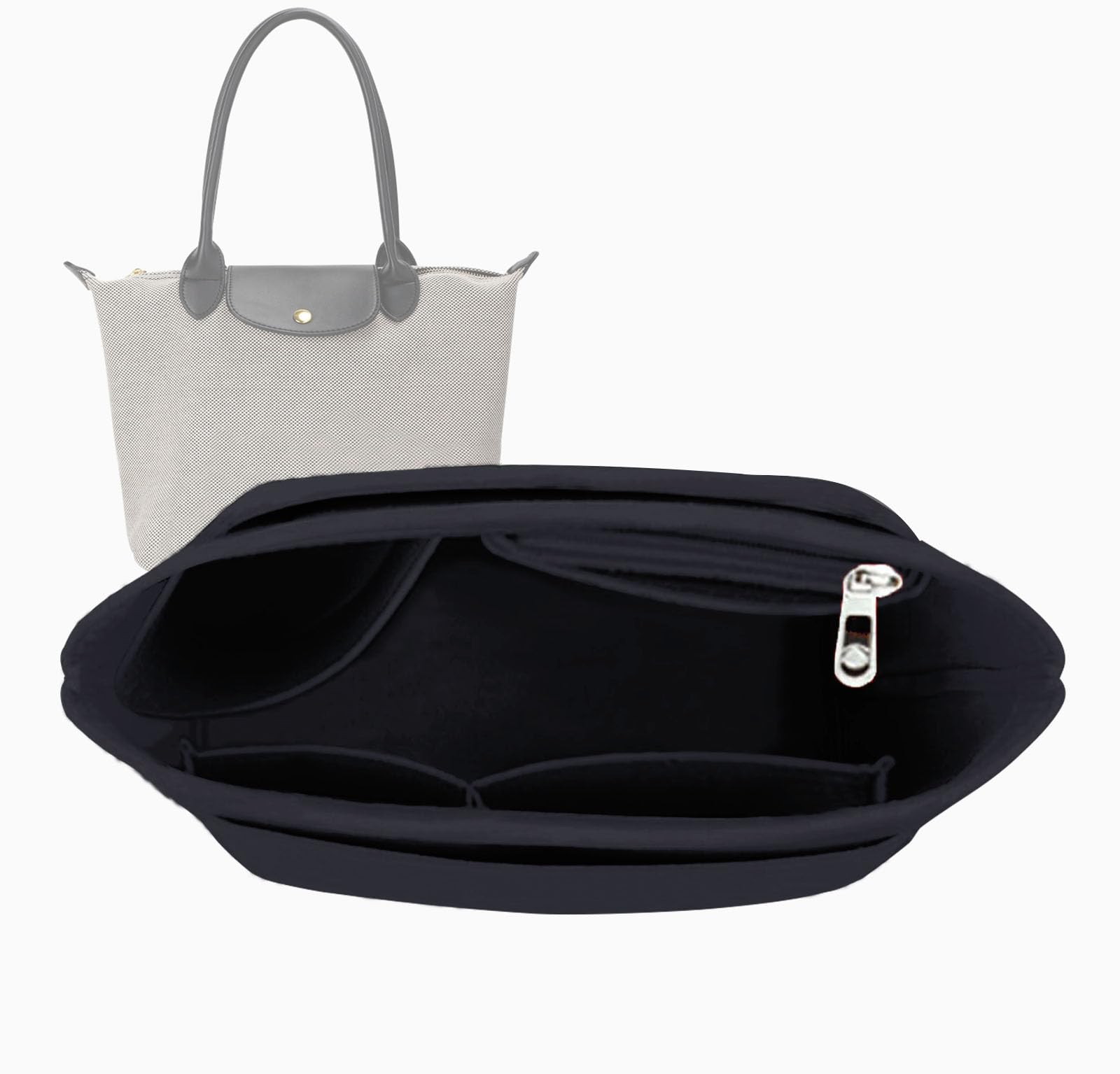 LKCAEY Purse Organizer Insert for Le Pliage Tote - Large Handbag Organizer Insert for Women - Perfect for Work, Travel & Daily Use (Black, 1032)