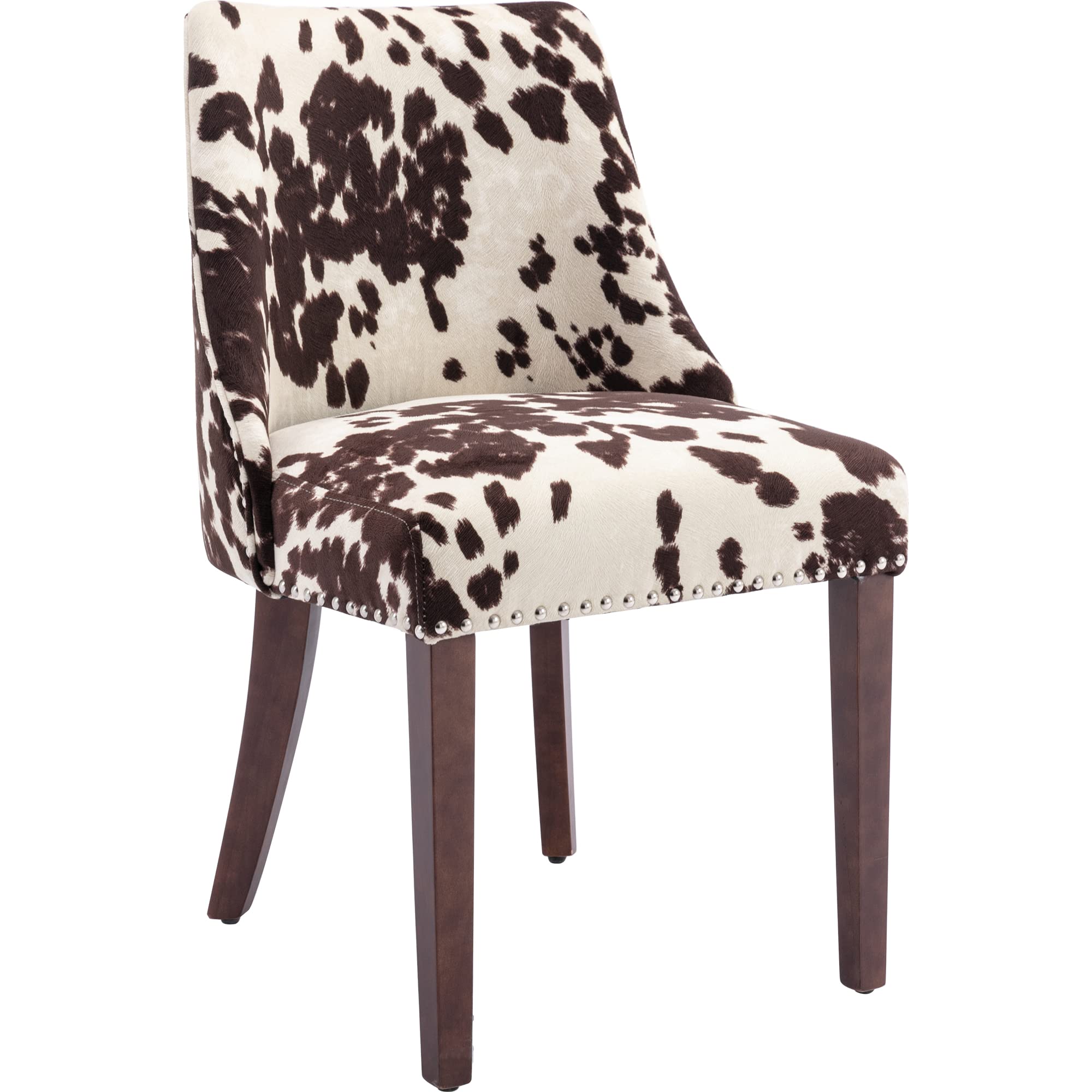 Kmax Fabric Dining Chairs Set of 2 - Upholstered Side Chairs with Wood Legs & Nailhead Trim - Farmhouse Style Accent Chairs for Dining Room, Guest Room, Restaurant - Perfect for Home Decor, Kitchen, and Office Use