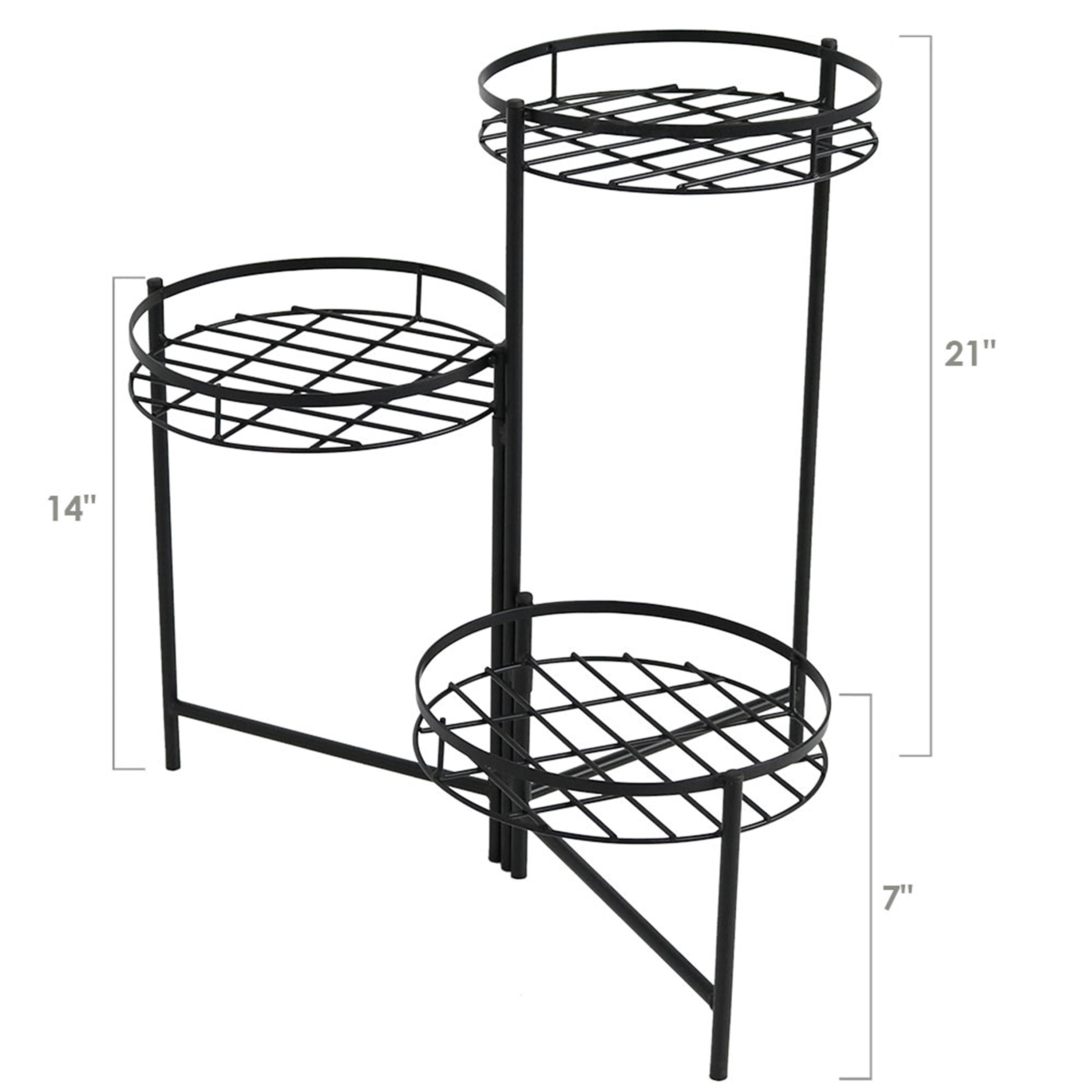 Black 3-Tiered Plant Stand Set of 2 - 22 Inch Height - Perfect for Indoor/Outdoor Garden Decor, Patio, Balcony & Home Organization