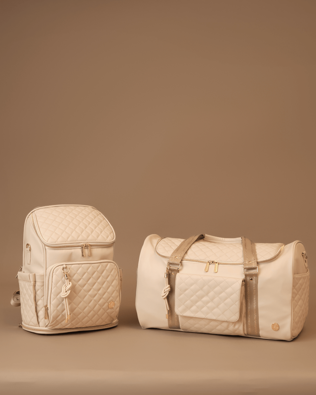 The Voyager Duo - Stylish City Trooper & Mama Mia Backpacks in Ecru | Perfect for Travel, Work & School | Durable & Fashionable Daypacks for Men & Women