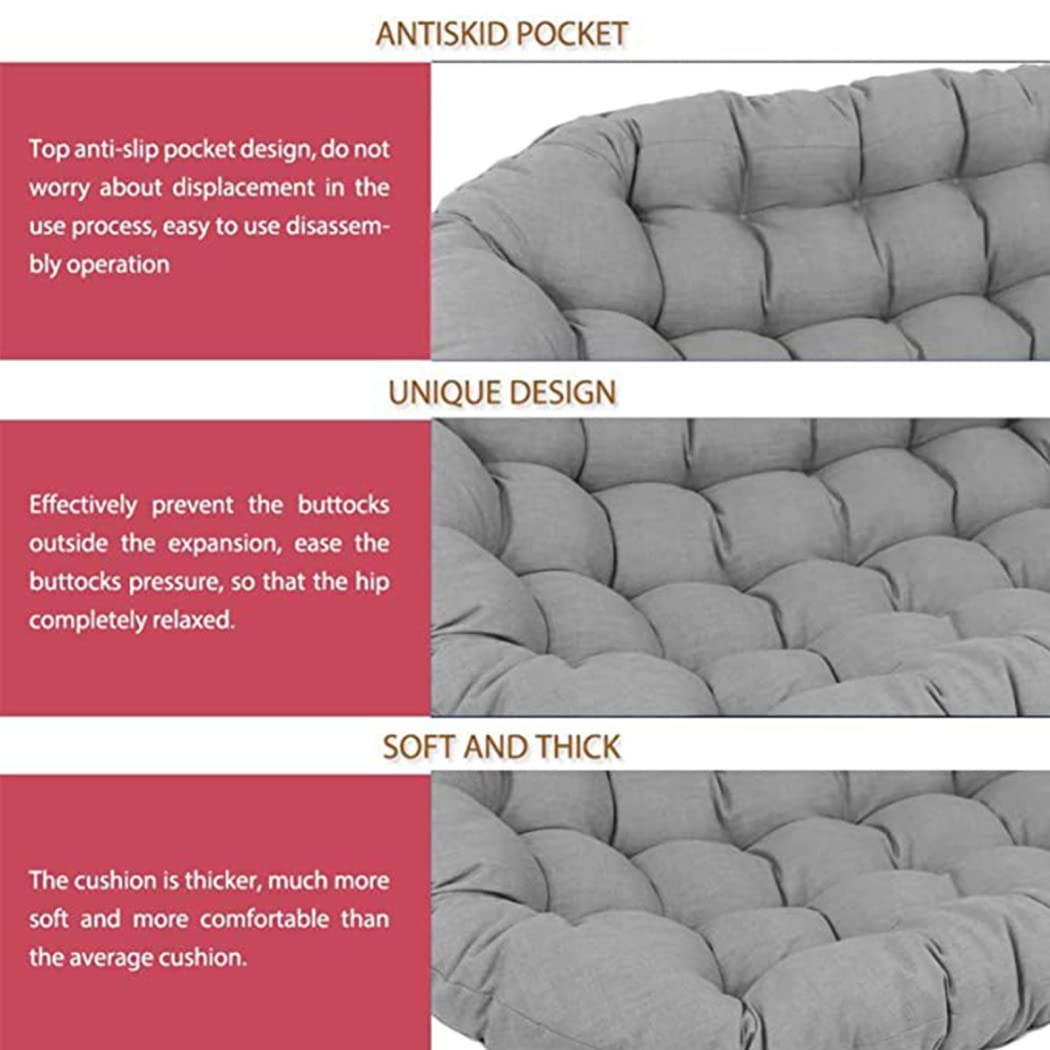 Premium Papasan Chair Cushion - Waterproof Outdoor/Indoor Rattan Swing Chair Pad with Ties - Gray 66.92
