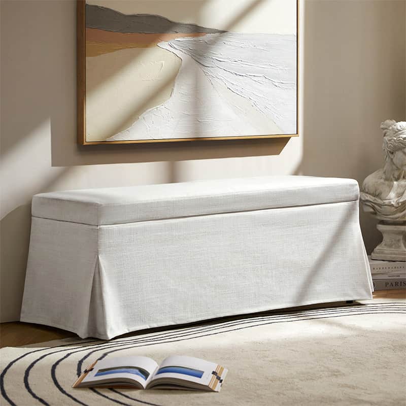 Zenobia Bench with Hidden Shoe Storage & Removable Slipcover - Entryway Seating with Storage for Shoes, Hats & Accessories - Perfect for Hallway, Bedroom or Mudroom Organization