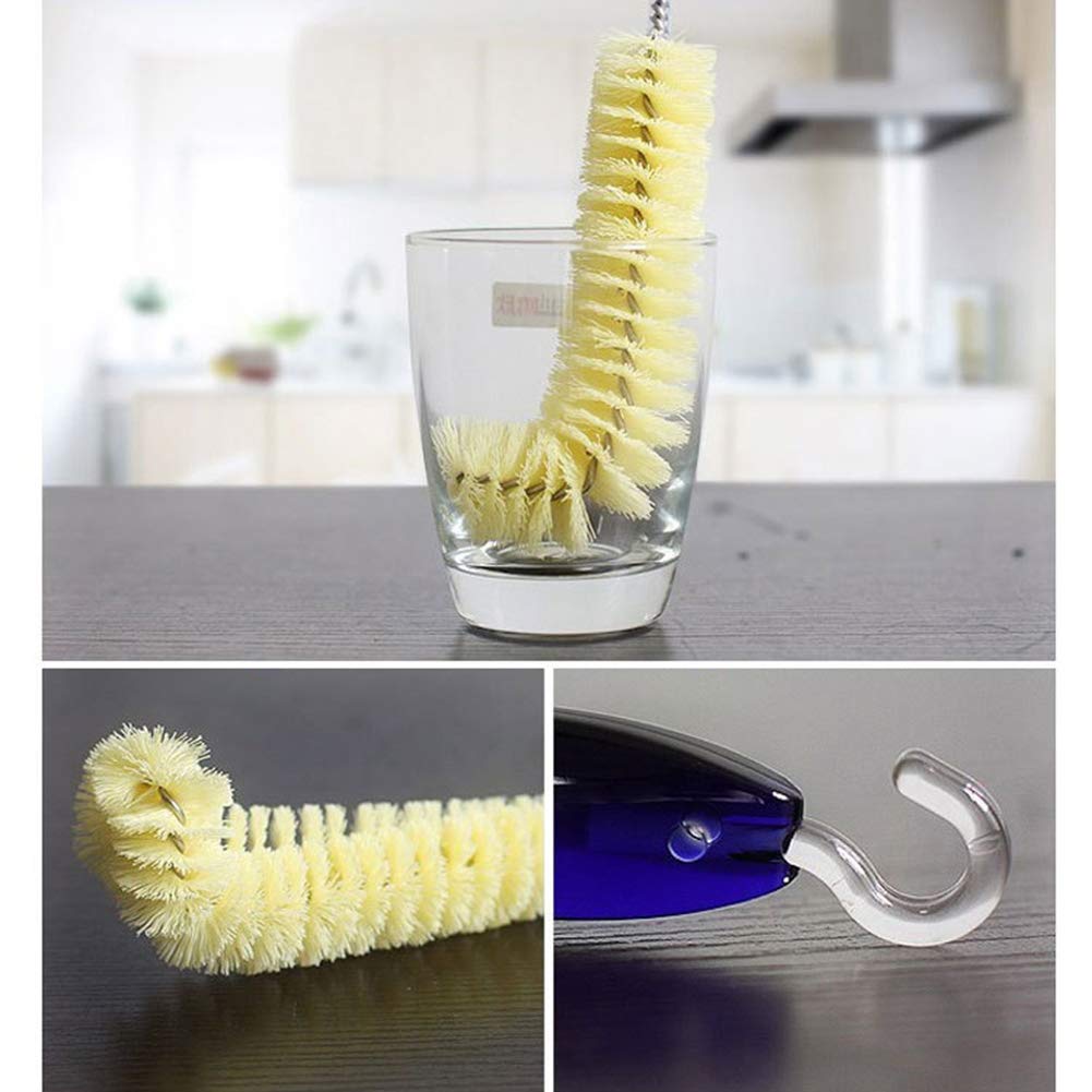 Long Handle Flexible Bottle Cleaning Brush - 25cm/10in Durable Dishwasher Safe Bottle Brush for Baby Bottles, Water Bottles, Vases & Hard-to-Reach Areas - Black