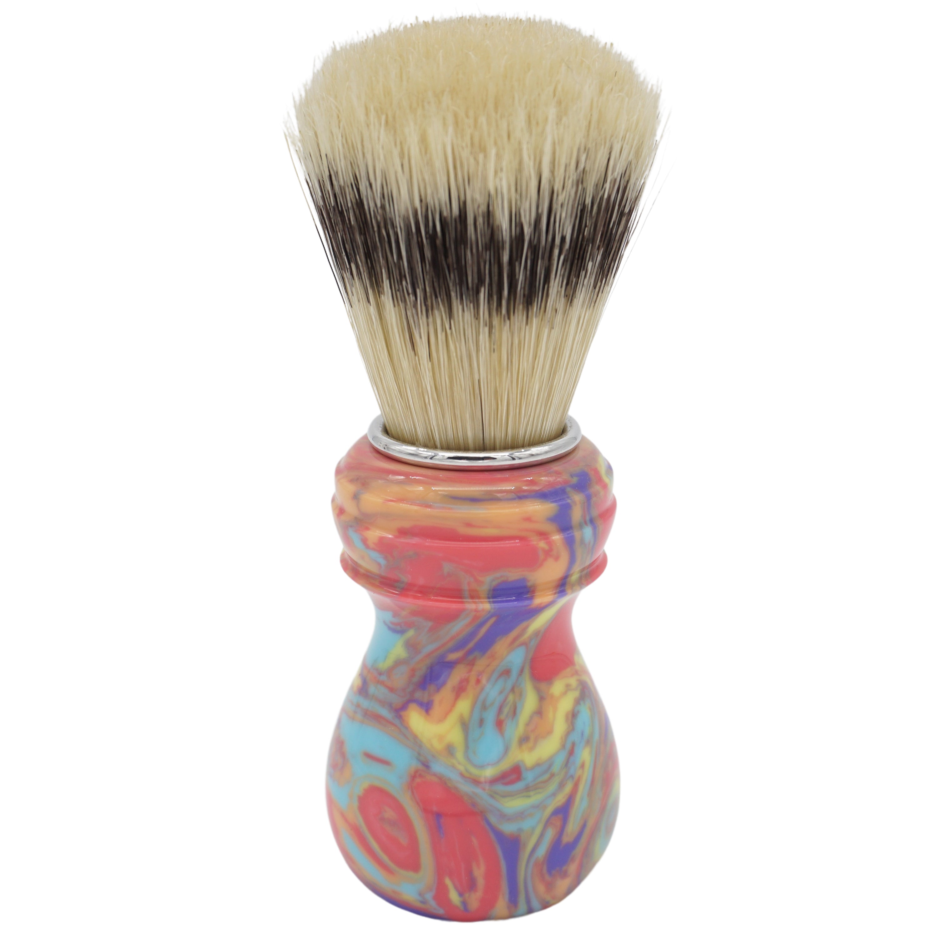 24mm Semogue Striped Boar Premium Shaving Brush with AP Shave Co. Pastel Tie Dye Handcrafted Handle - Perfect for Wet Shaving & Beard Grooming