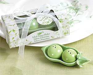 Two Peas in a Pod - Ceramic Salt and Pepper Shakers Set with Ivy Print Gift Box (96 Pieces) - Perfect for Kitchen, Dining Table, and Housewarming Gifts