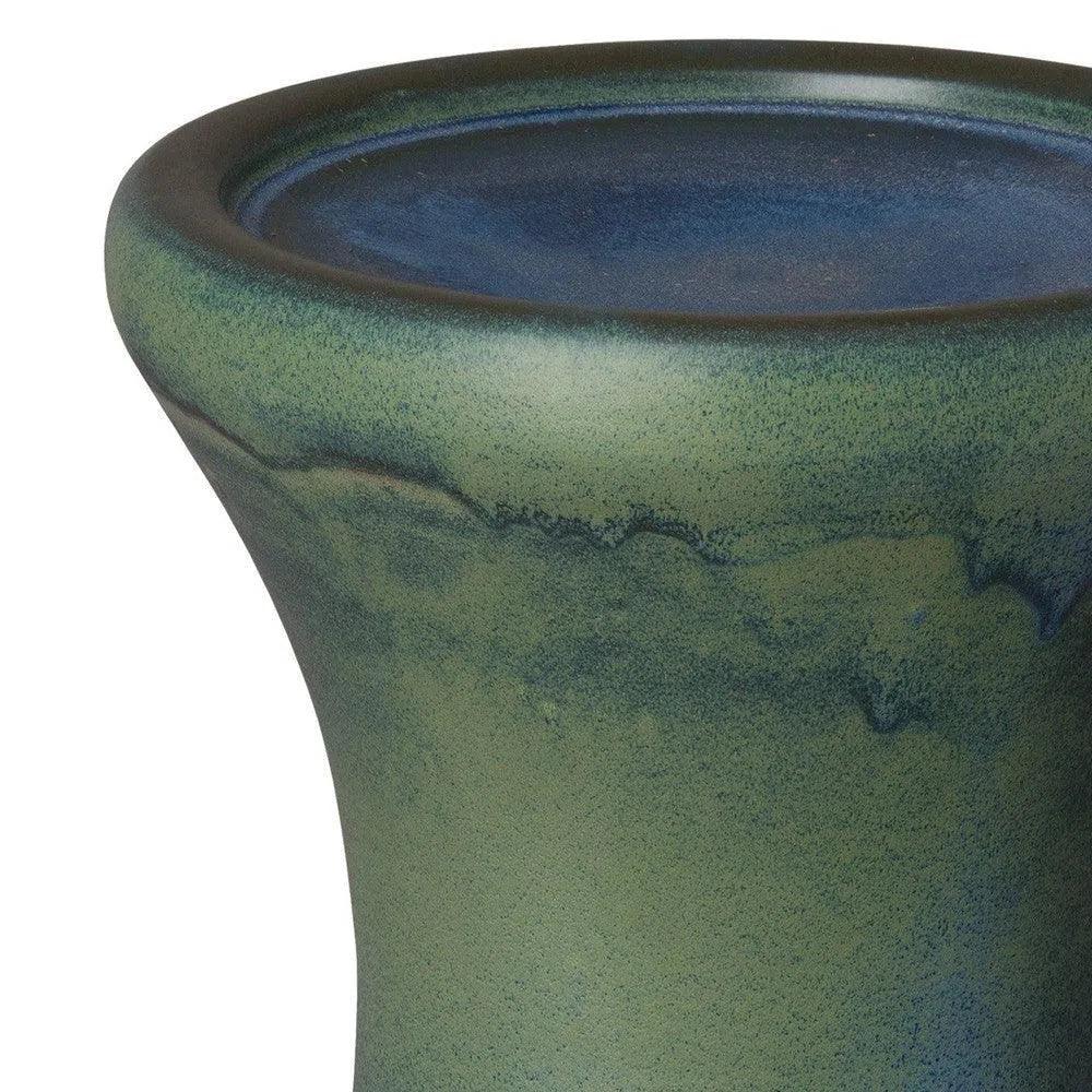 18 Inch Berta Verdigris Ceramic Garden Stool - Outdoor Patio Decor, Indoor Side Table, Plant Stand for Home & Garden